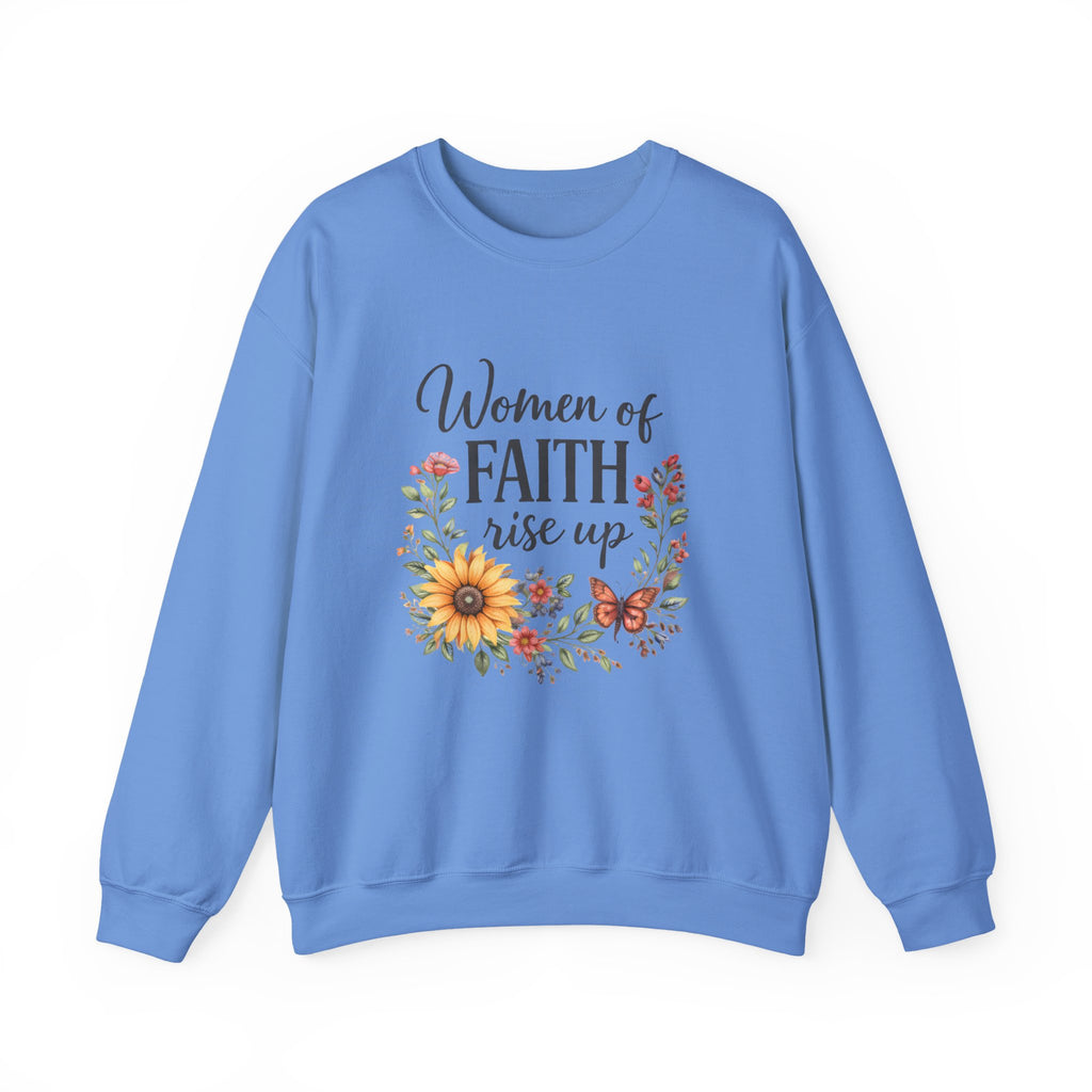 Women of Faith Rise Up Sweatshirt — Floral Christian Crewneck