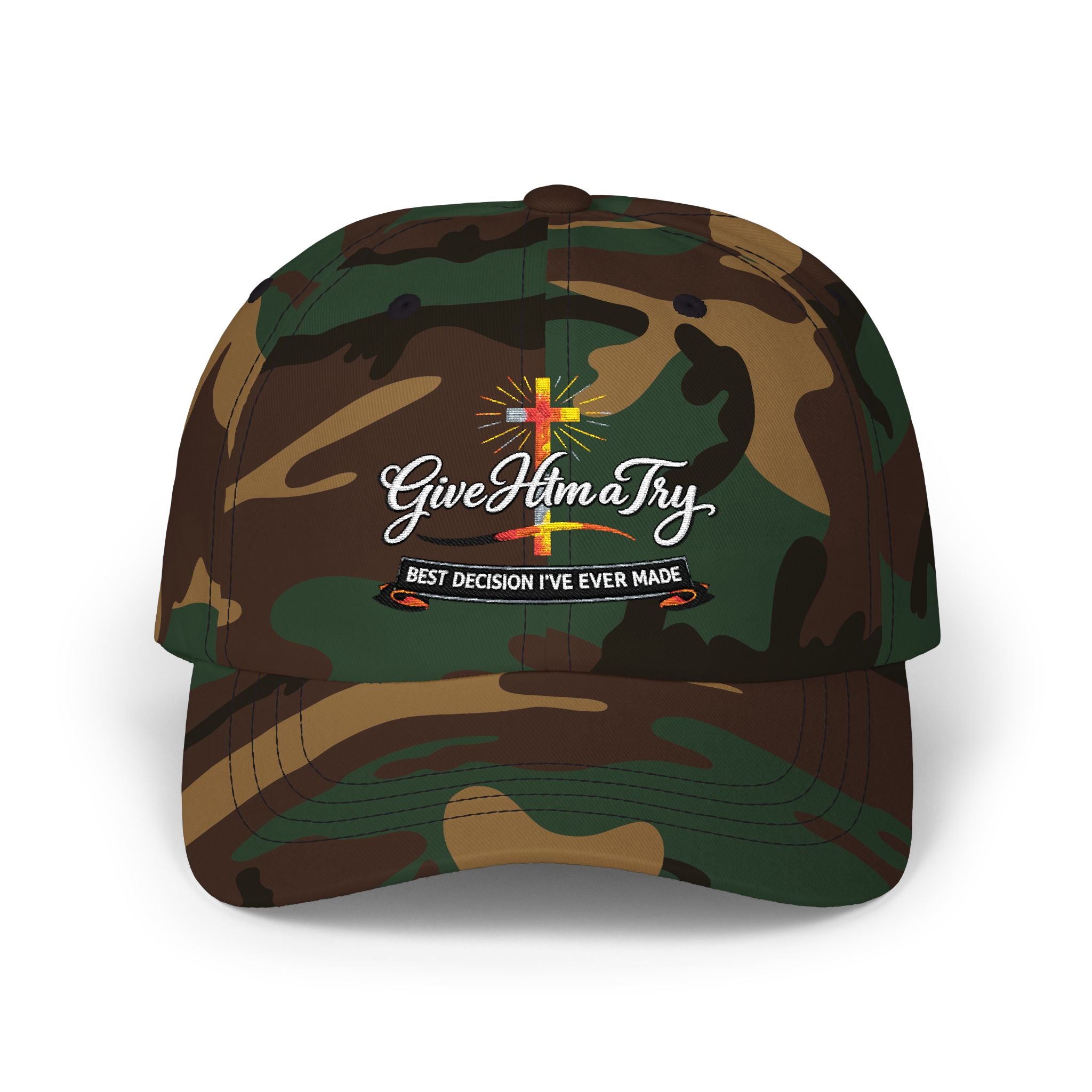 Classic Dad Cap  'God Mom Dad' Cross Embroidered Hat