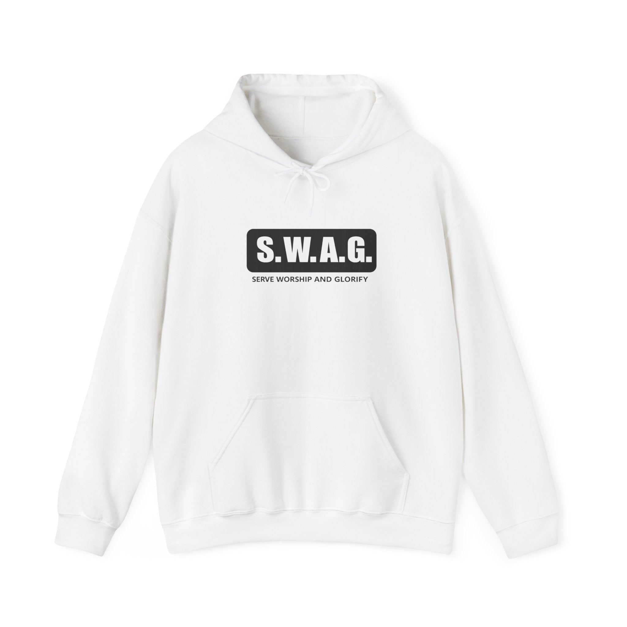 Mens S.W.A.G. Hoodie — Bold Black Logo Sweatshirt (Serve, Worship & Glorify)