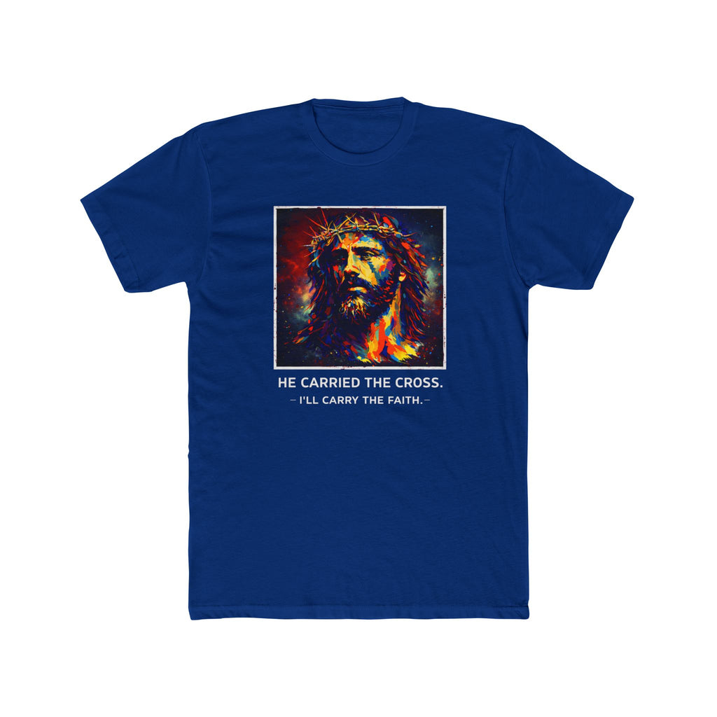 Mens 'He Carried the Cross, I'll Carry the Faith' Graphic Tee