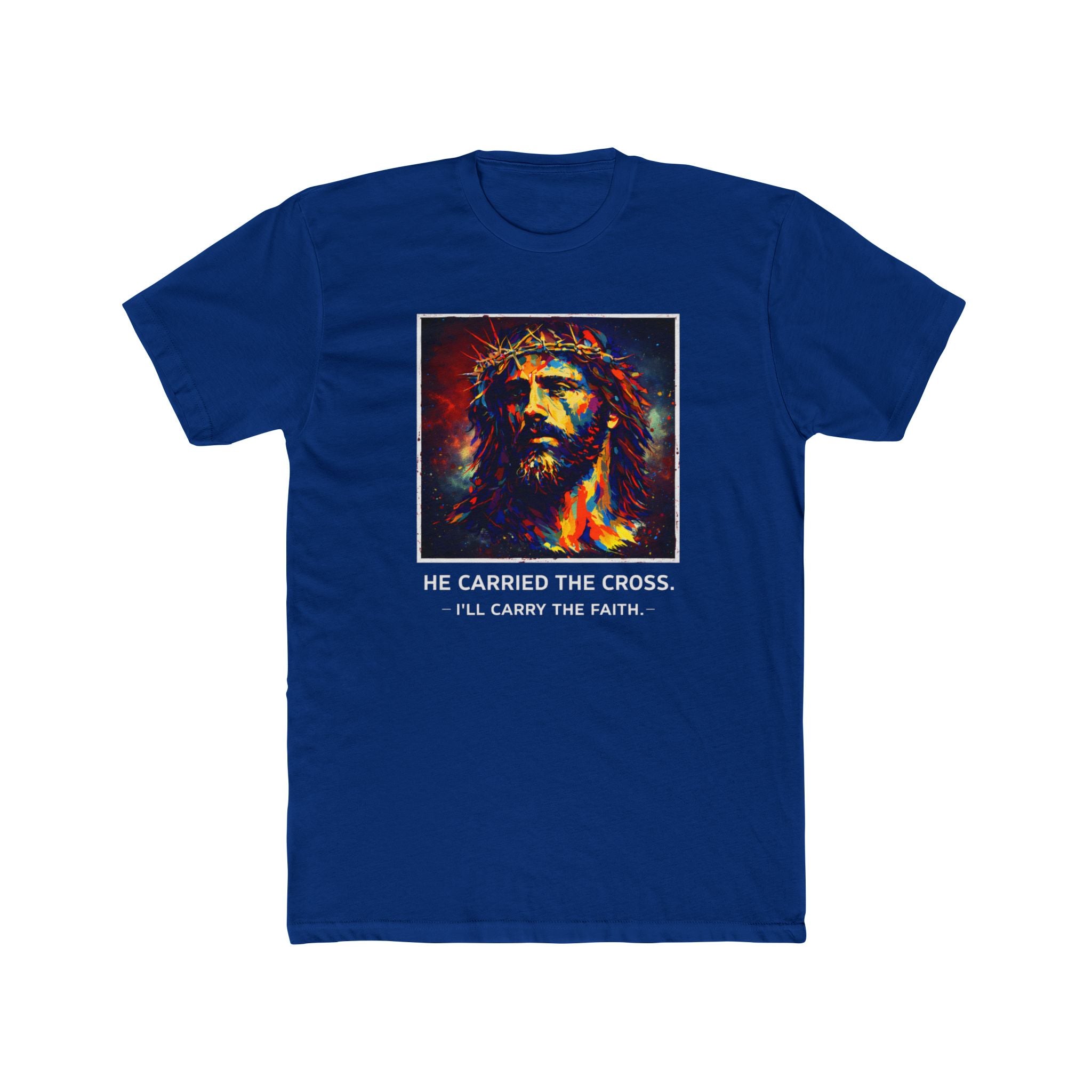 Mens 'He Carried the Cross, I'll Carry the Faith' Graphic Tee
