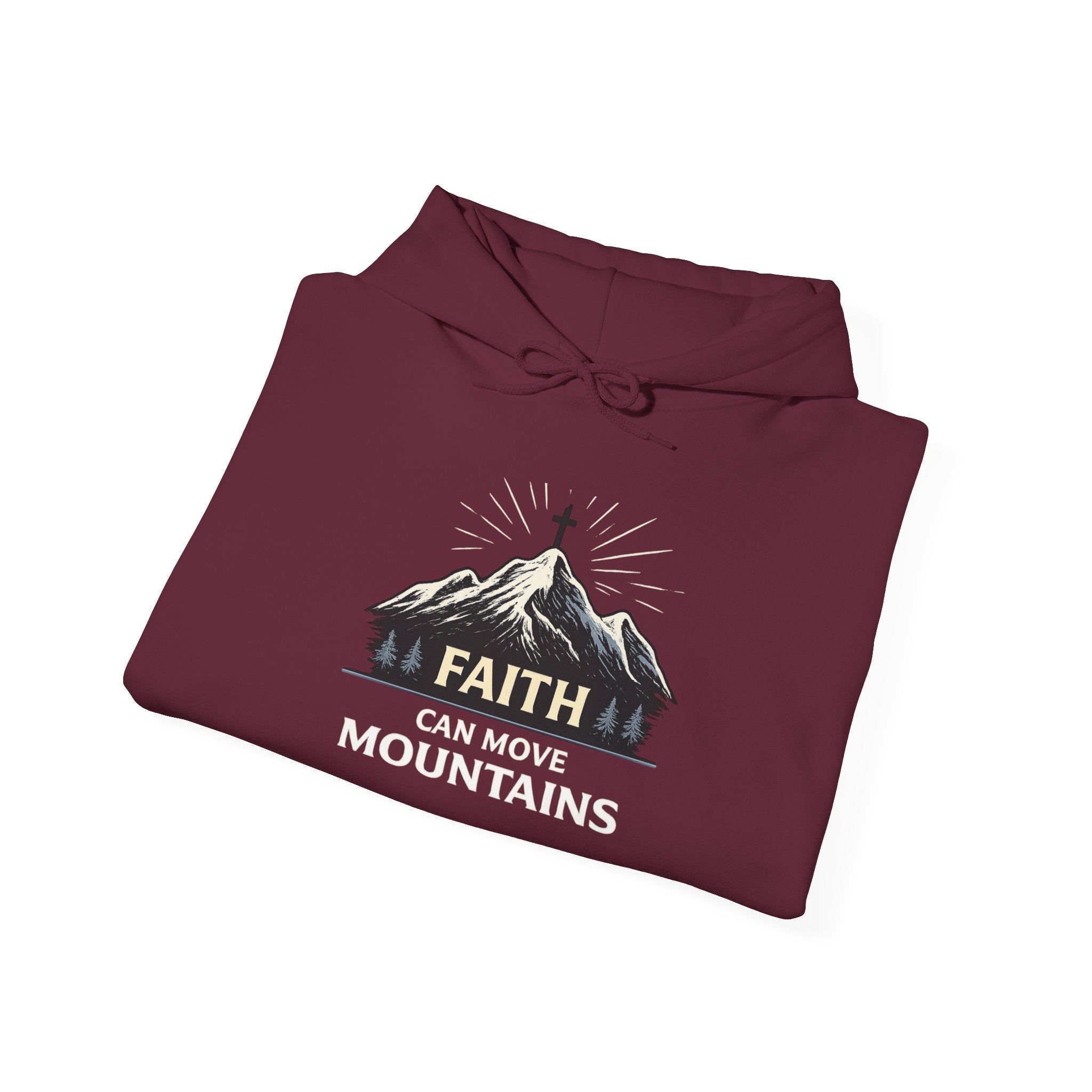 Mens Heavy Blend™ 'Faith Can Move Mountains" Hooded Sweatshirt