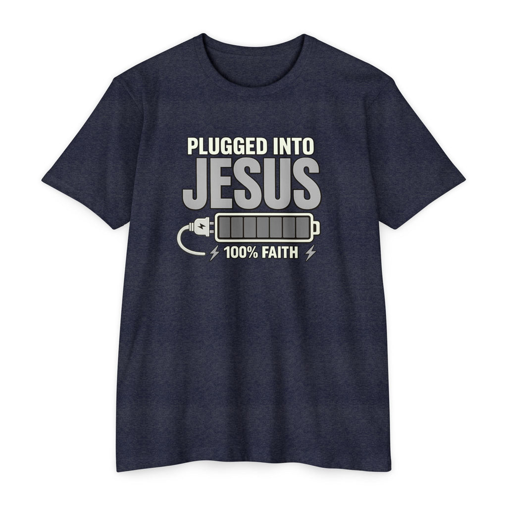 Women "Plugged Into Jesus" Faith Inspired Tee