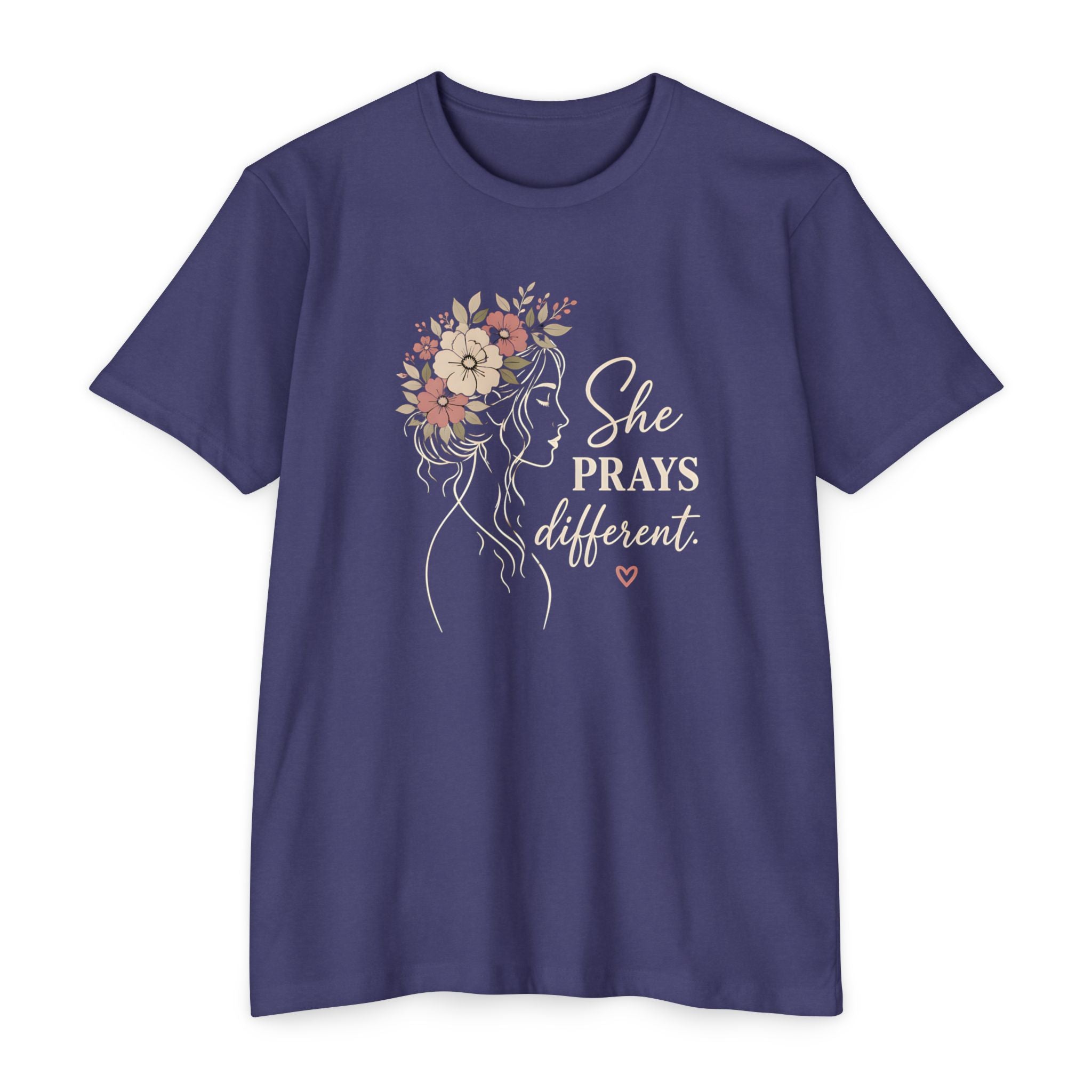 "She Prays Different" Floral Faith Tee