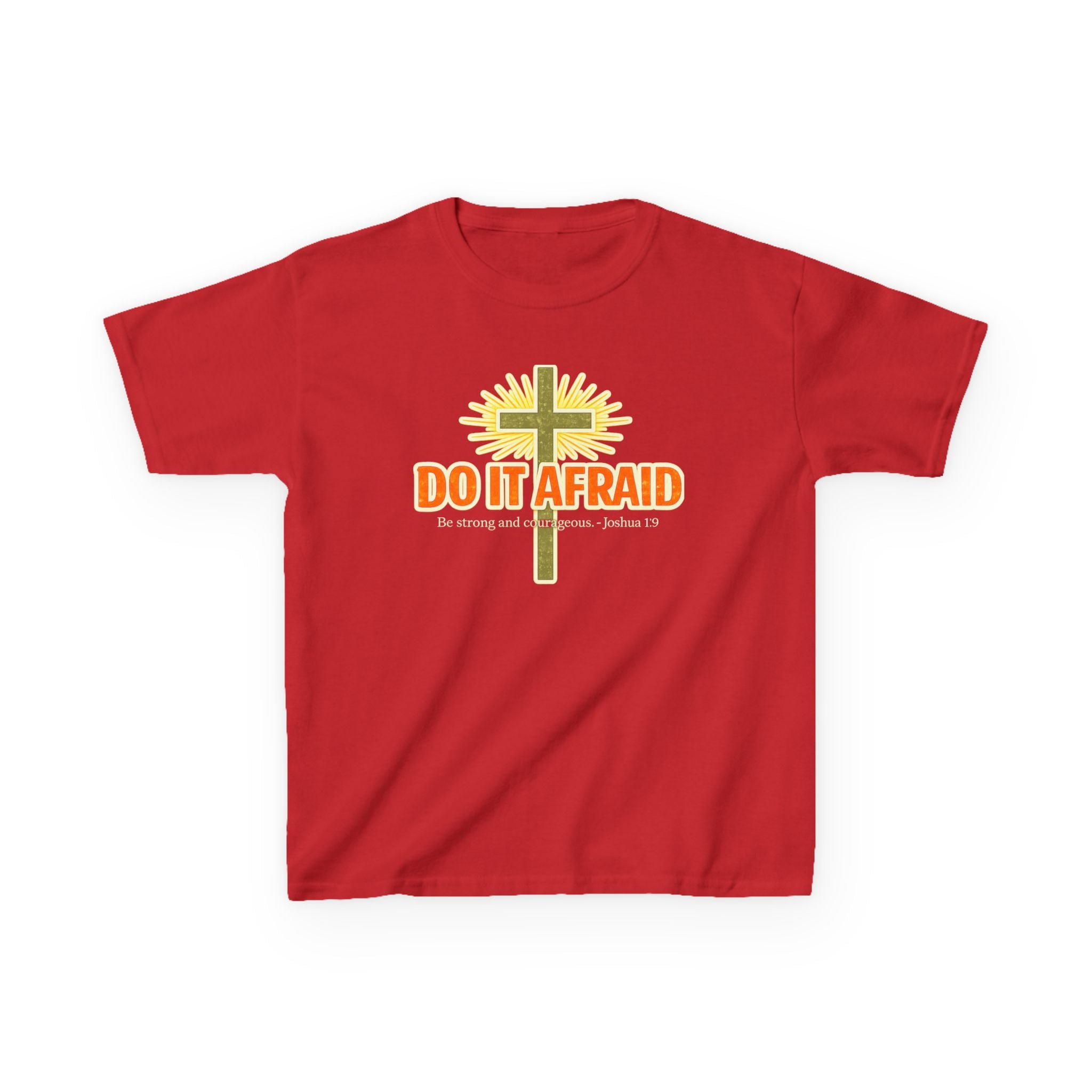 Boys Tshirt "Do It Afraid" Cross Christian Shirt (Joshua 1:9)