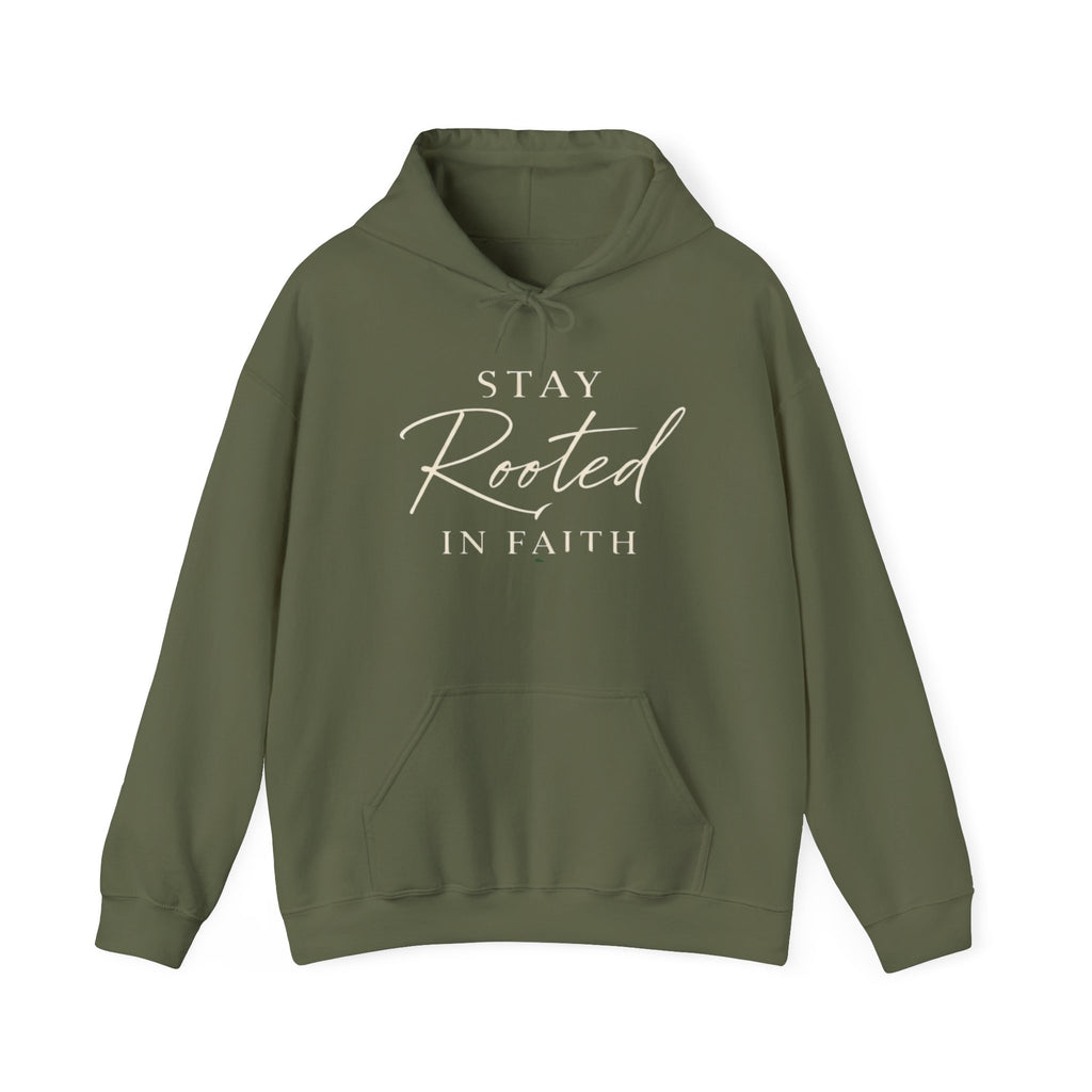 Mens Stay Rooted in Faith Hoodie — Spiritual Christian Prayer Pullover