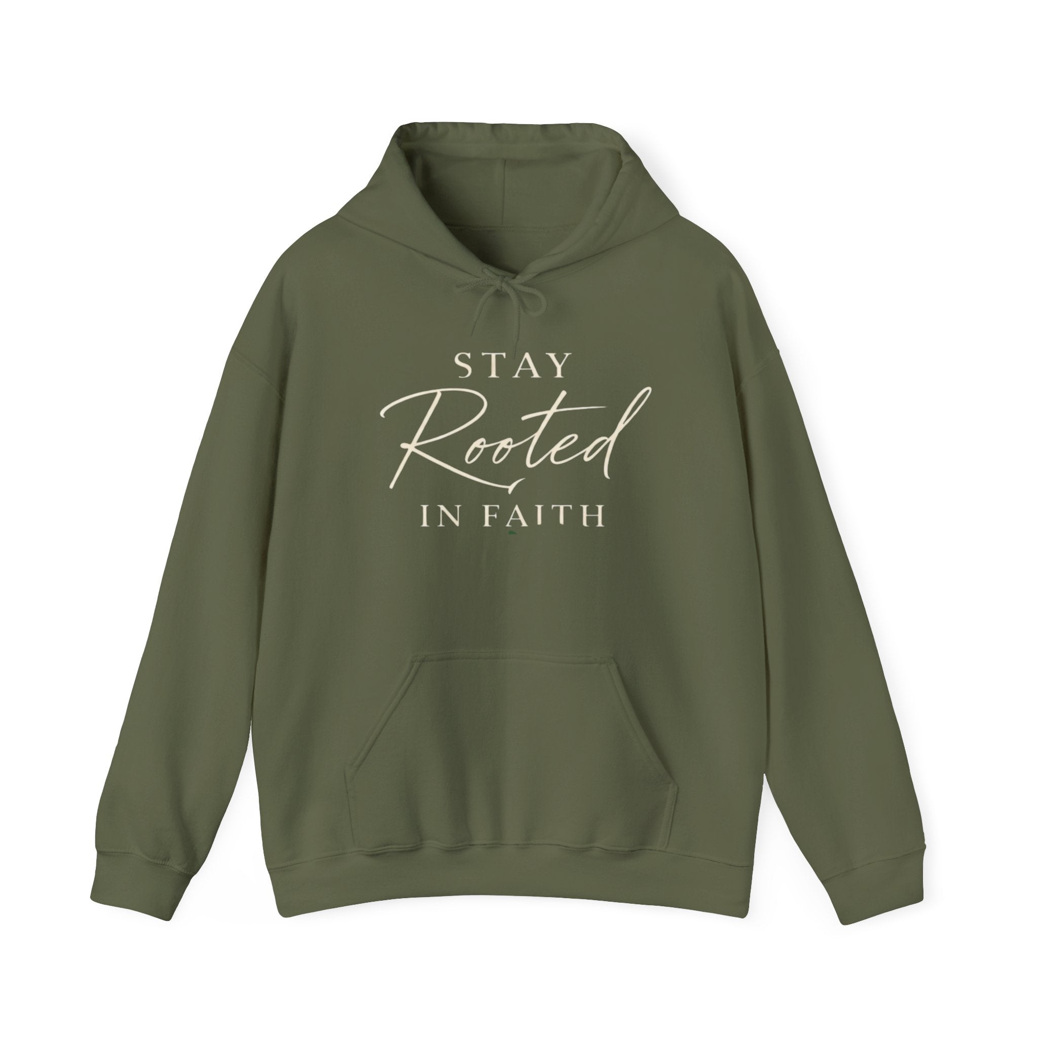 Mens Stay Rooted in Faith Hoodie — Spiritual Christian Prayer Pullover