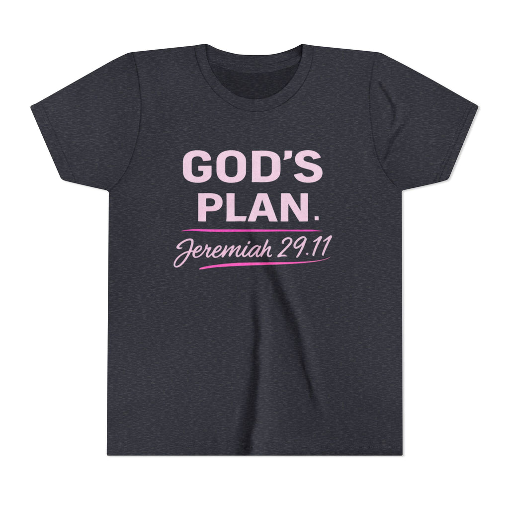 Girls Youth Tee — "God's Plan" Jeremiah 29:11 Christian Faith T-shirt