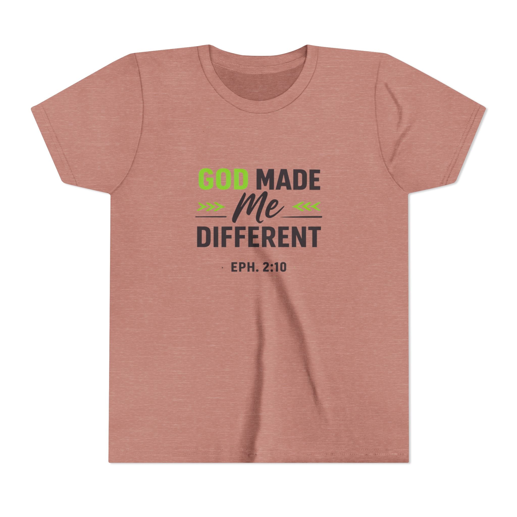 Boys Youth Tee - "God Made Me Different" Christian Faith Kids Shirt (Eph. 2:10)