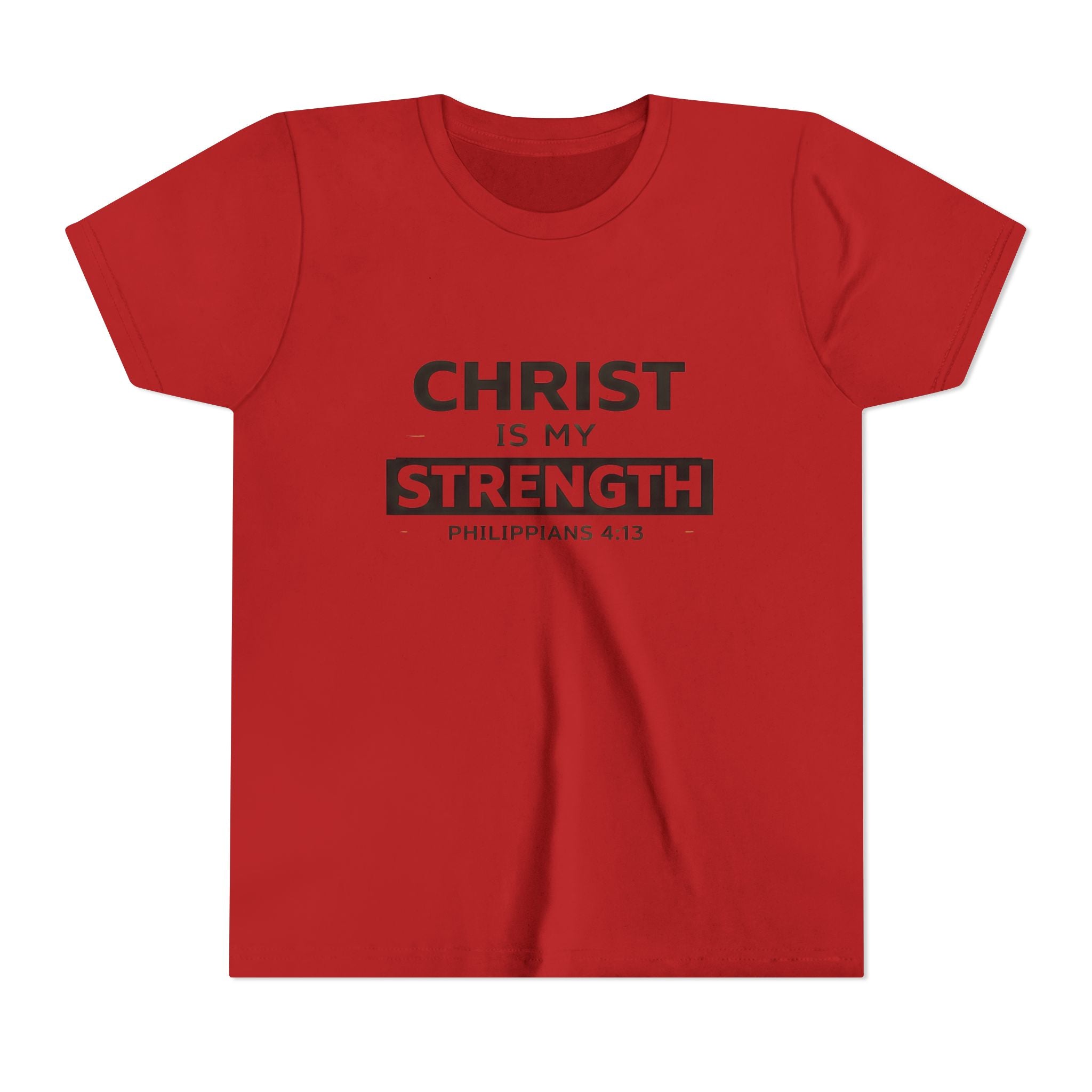 Boys Youth Tee - "Christ Is My Strength" Philippians 4:13 Christian Kids Shirt
