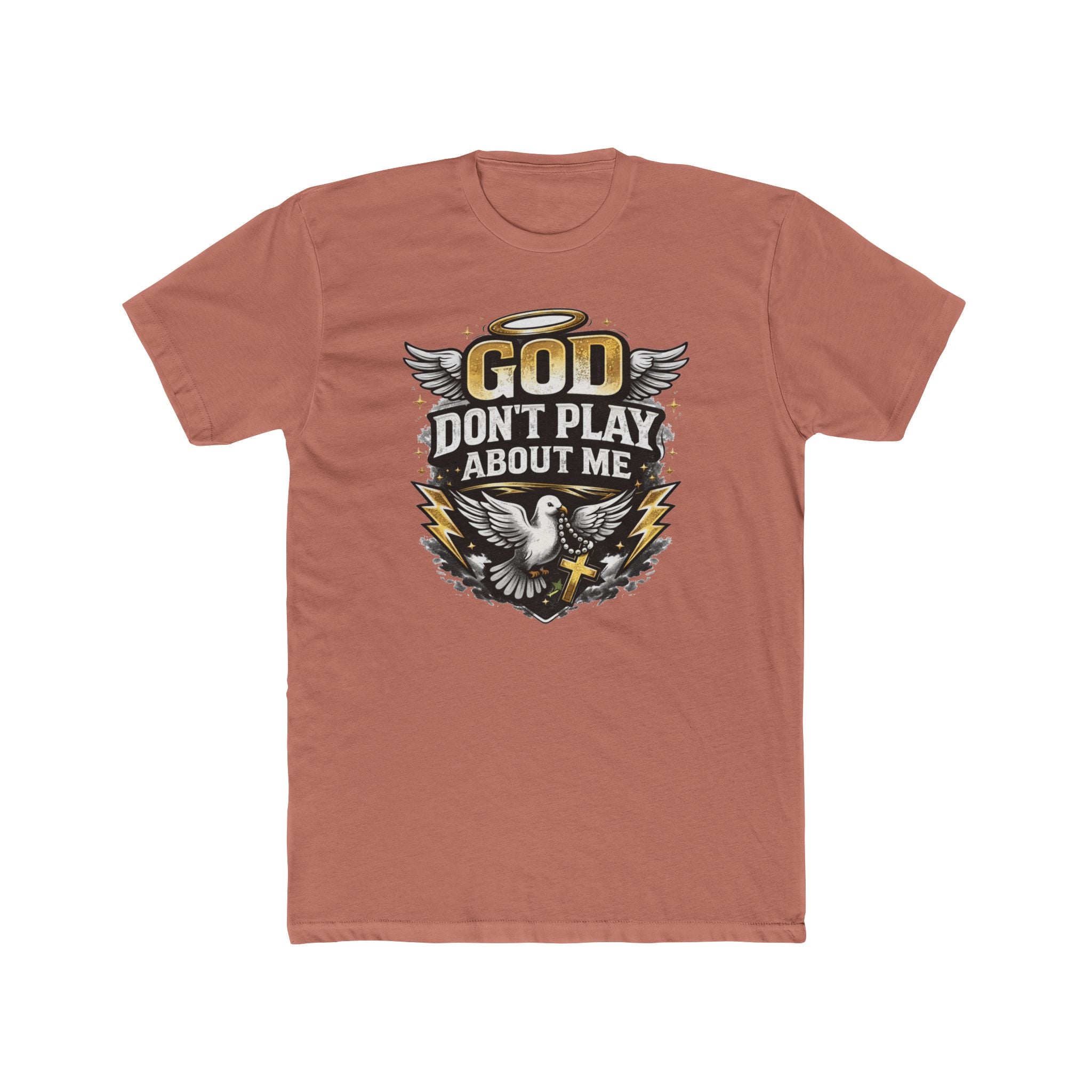 God Don't Play About Me T-Shirt | Dove, Cross & Lightning Christian Tee