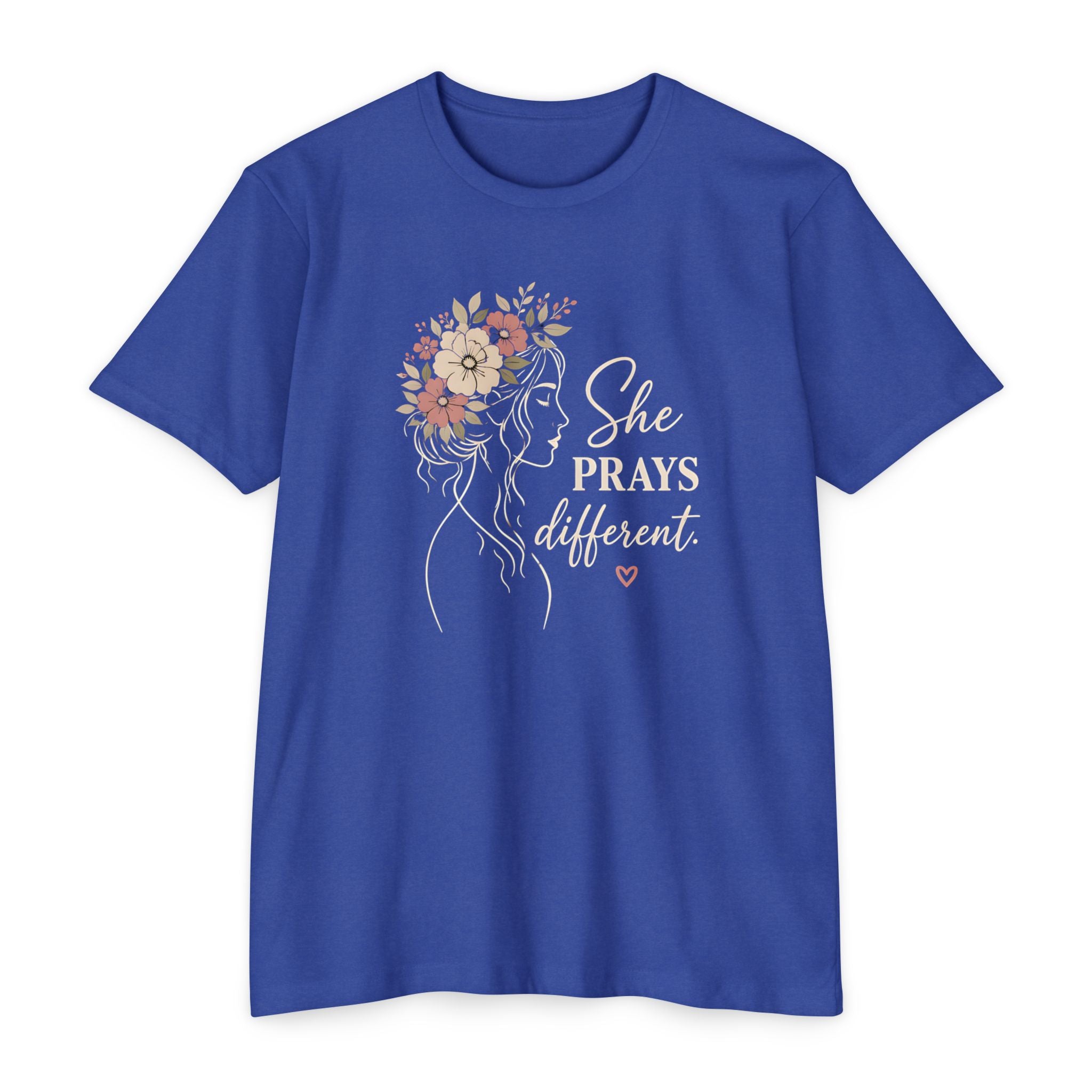 "She Prays Different" Floral Faith Tee