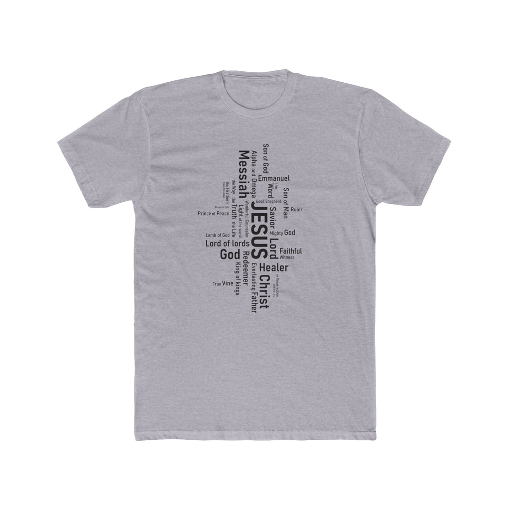 Mens Christian Jesus Word Cloud T-Shirt — Faith-Based Cross Tee