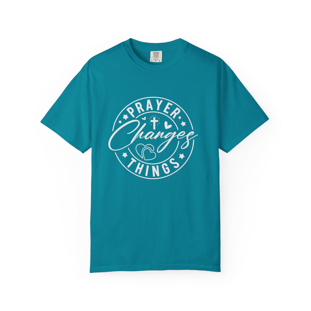 Prayer Changes Lives T-Shirt — Subtle Embossed Faith Graphic
