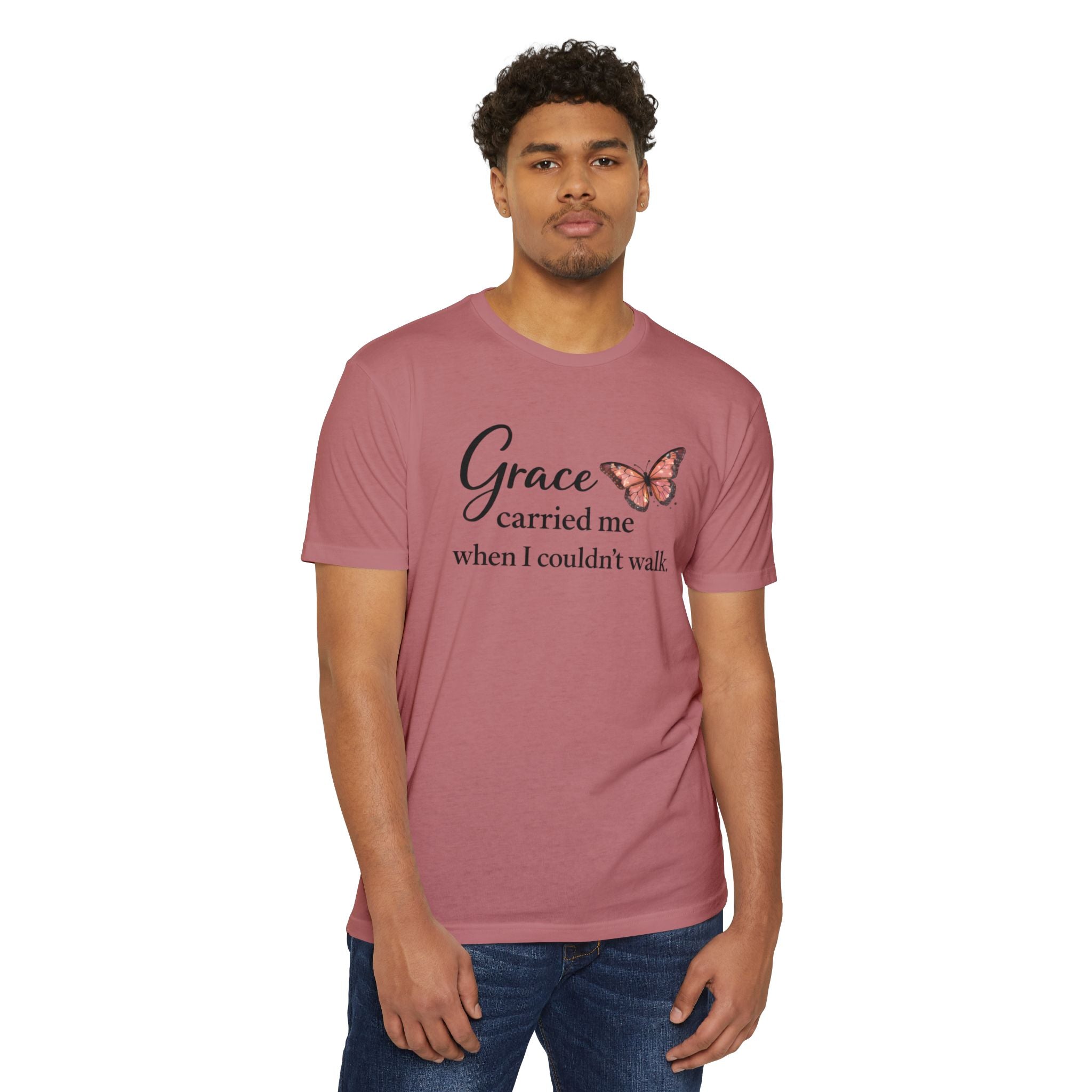 Grace Carried Me T-Shirt — Inspirational Butterfly Faith Tee