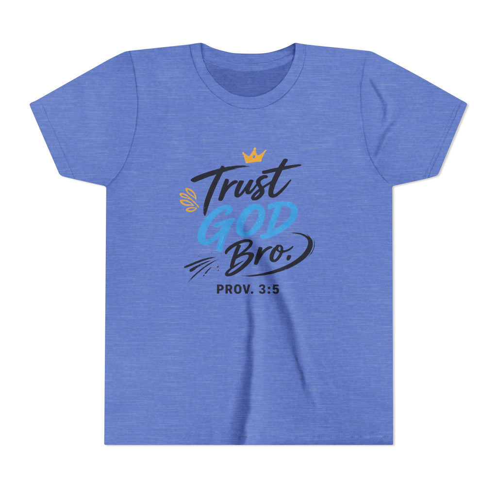 Boys Trust God Bro Youth Tee – Prov. 3:5 Faith Graphic Shirt