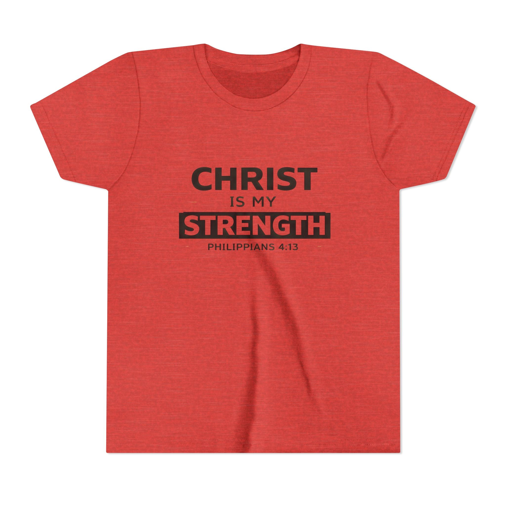 Boys Youth Tee - "Christ Is My Strength" Philippians 4:13 Christian Kids Shirt