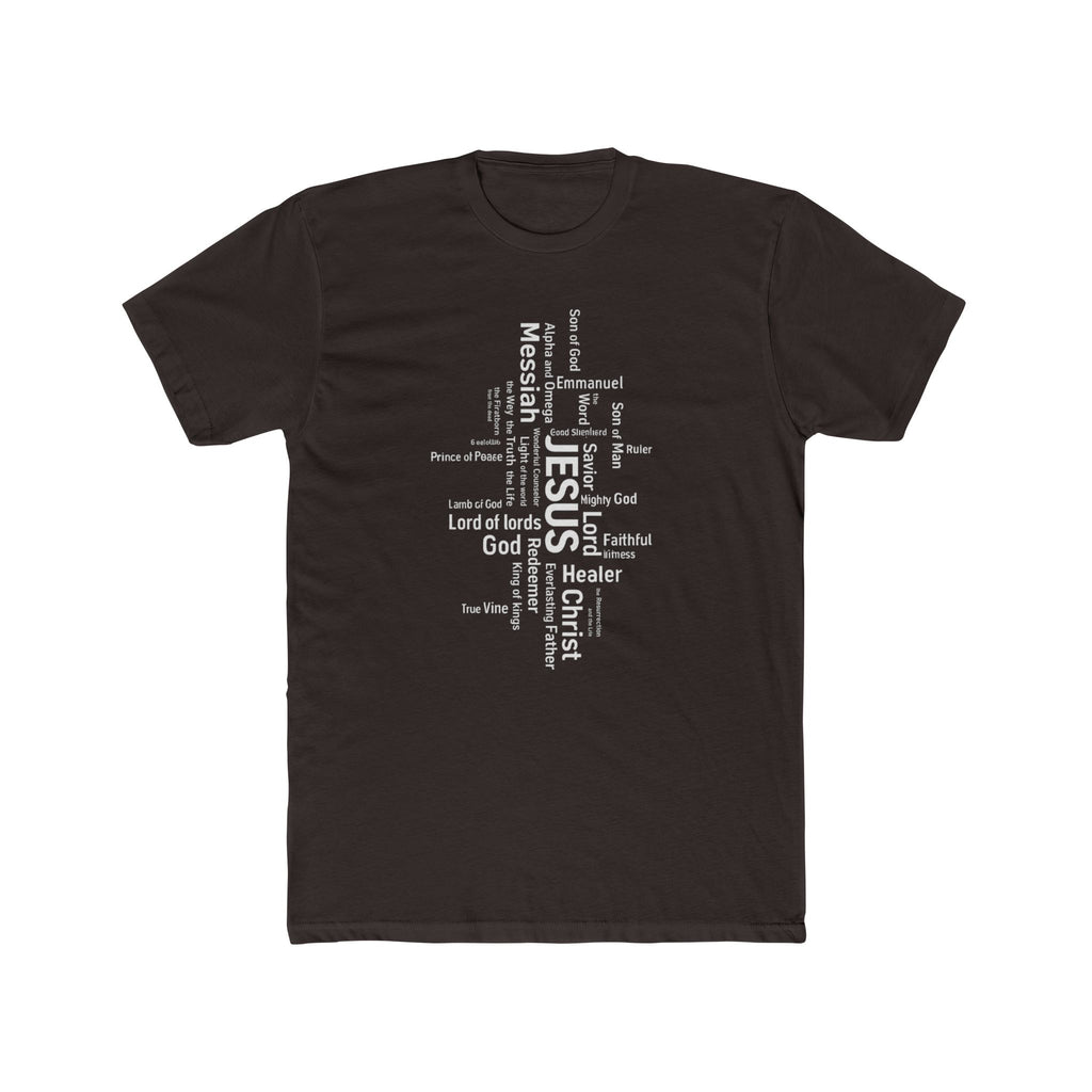 Mens Christian Jesus Word Cloud T-Shirt — Faith-Based Cross Tee