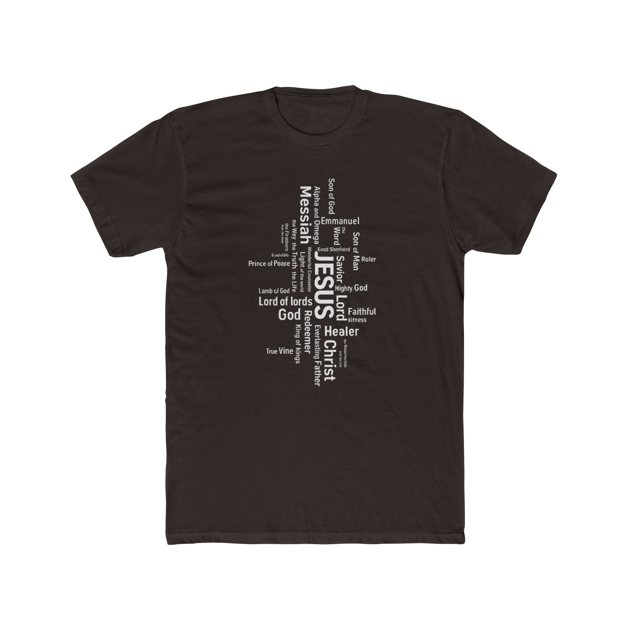 Mens Christian Jesus Word Cloud T-Shirt — Faith-Based Cross Tee
