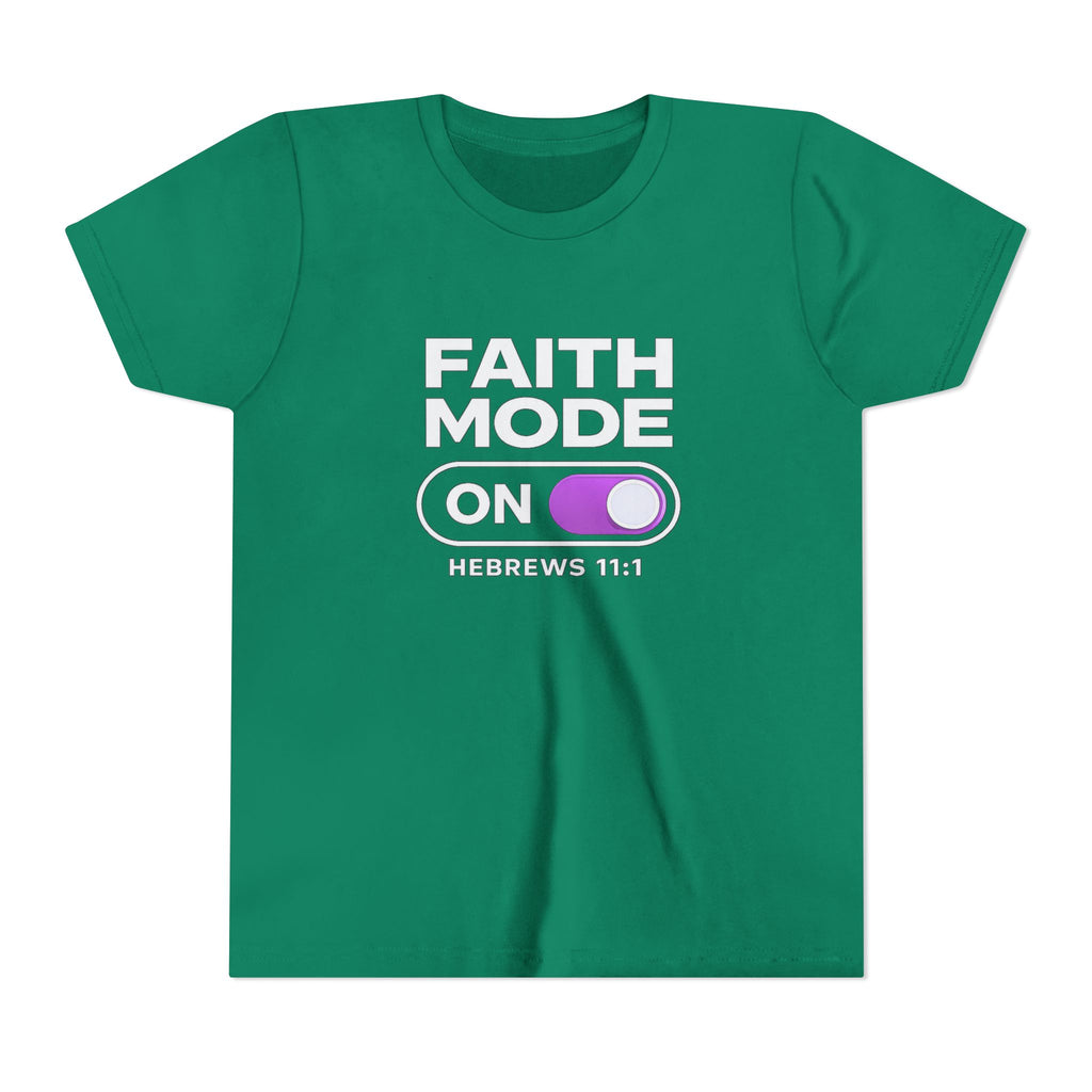 Faith Mode On Youth Tee — Hebrews 11:1 Christian Kids Shirt