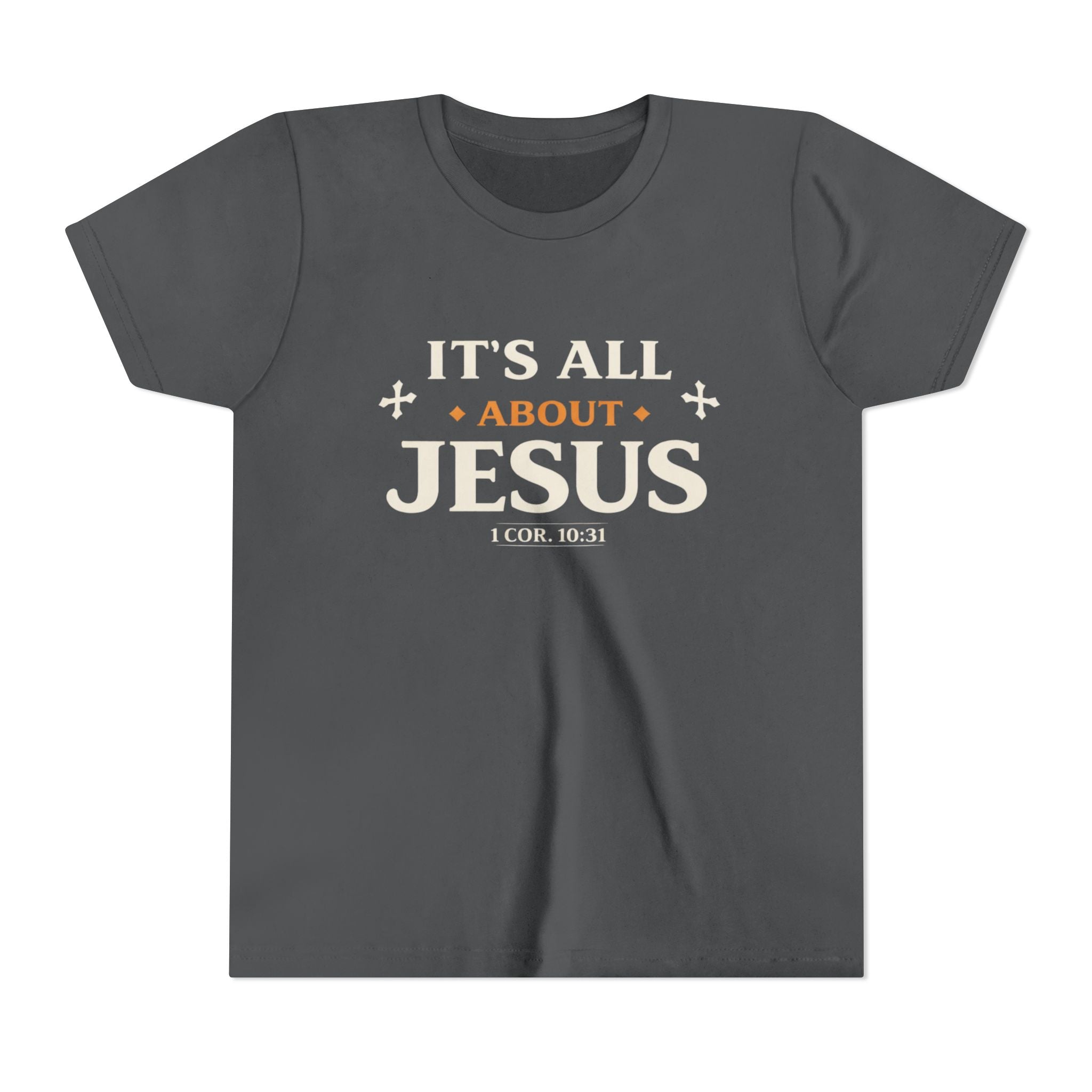 Girls Youth Tee - "It's All About Jesus" Christian Kids Shirt (1 Cor. 10:31)