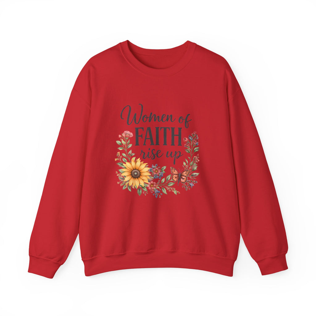 Women of Faith Rise Up Sweatshirt — Floral Christian Crewneck