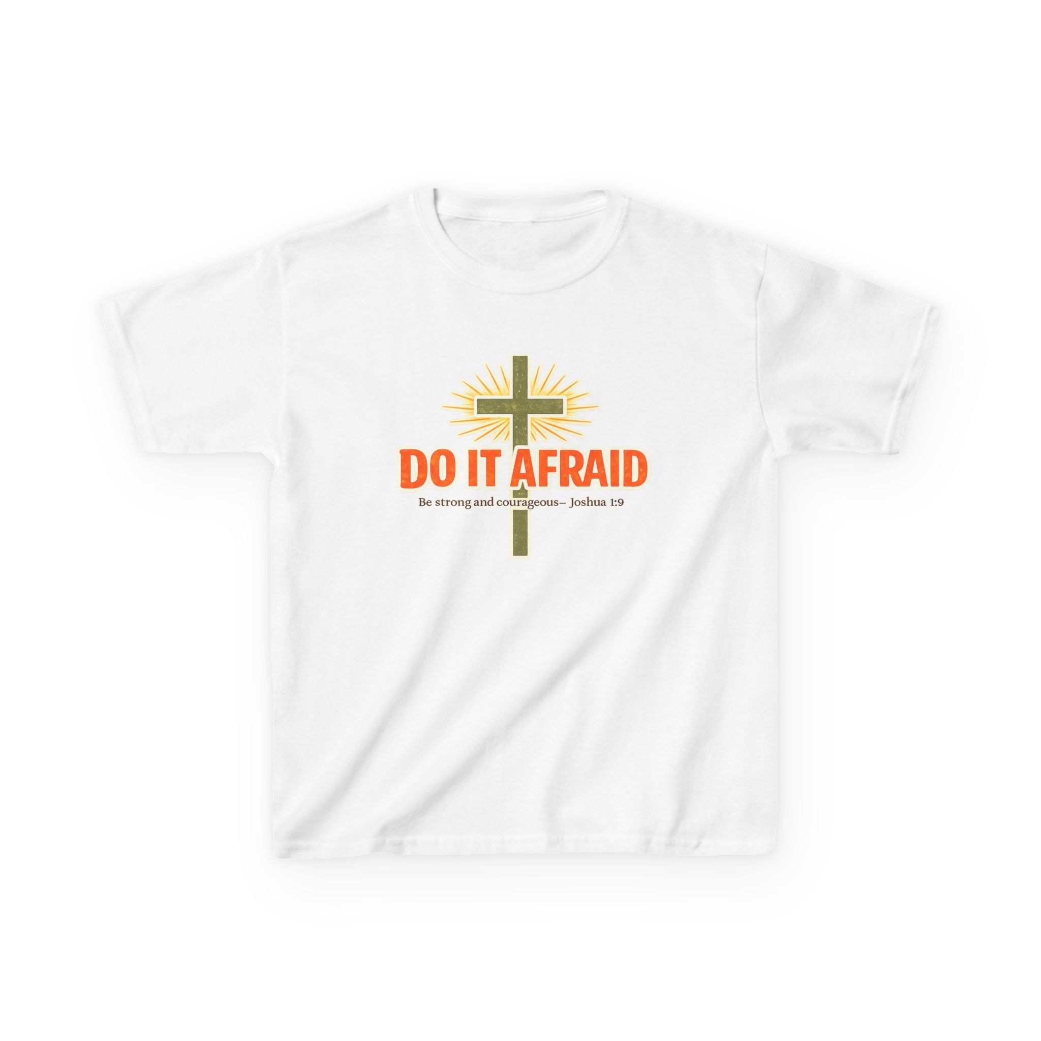 Boys Tshirt "Do It Afraid" Cross Christian Shirt (Joshua 1:9)