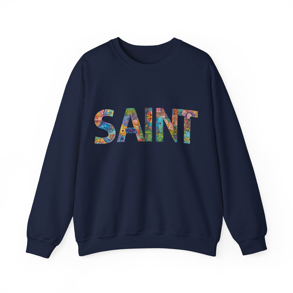 Womens Crewneck Sweatshirt  'SAINT' Colorful Floral Lettering