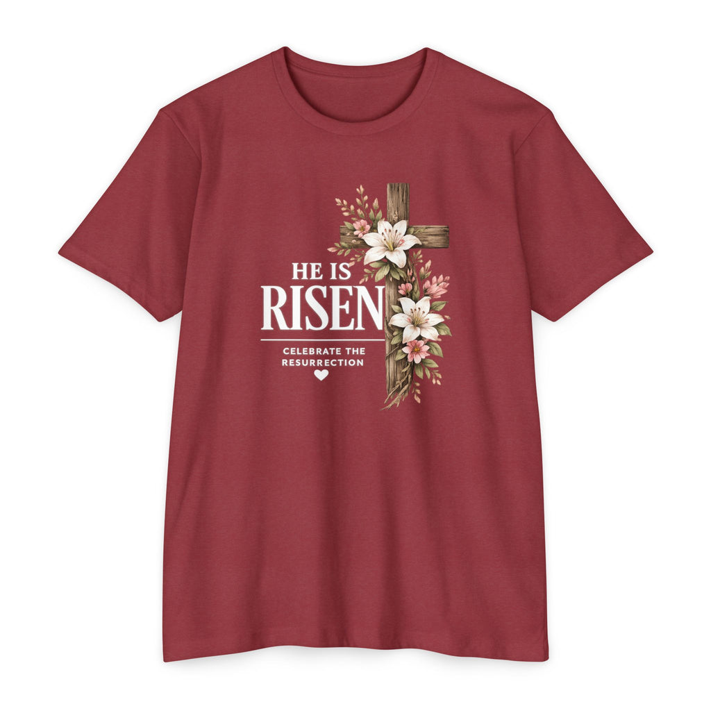 Womens He Is Risen crown of thorns T-Shirt | Resurrection Easter Christian Tee