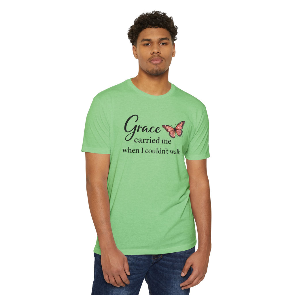 Grace Carried Me T-Shirt — Inspirational Butterfly Faith Tee