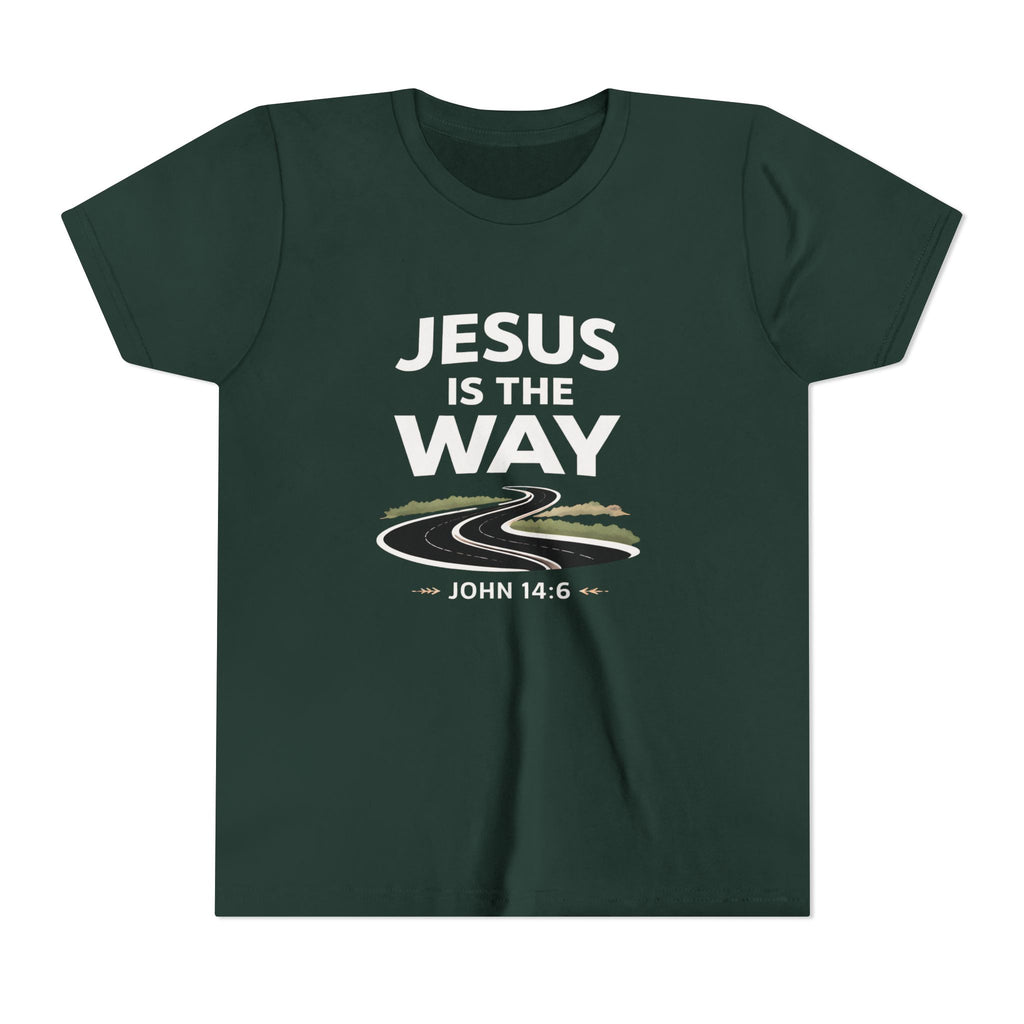 Boys Youth Tee — "Jesus Is The Way" Christian Graphic Shirt (John 14:6)
