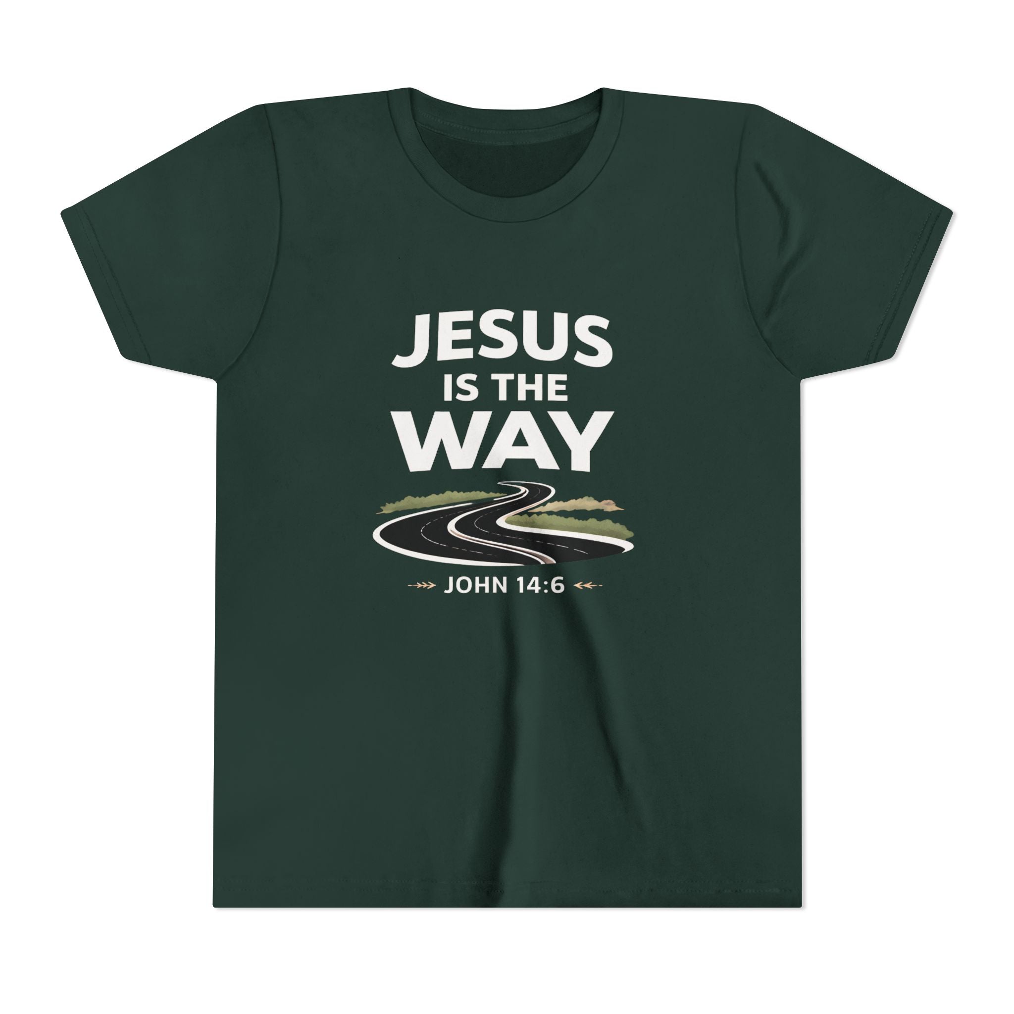 Boys Youth Tee — "Jesus Is The Way" Christian Graphic Shirt (John 14:6)