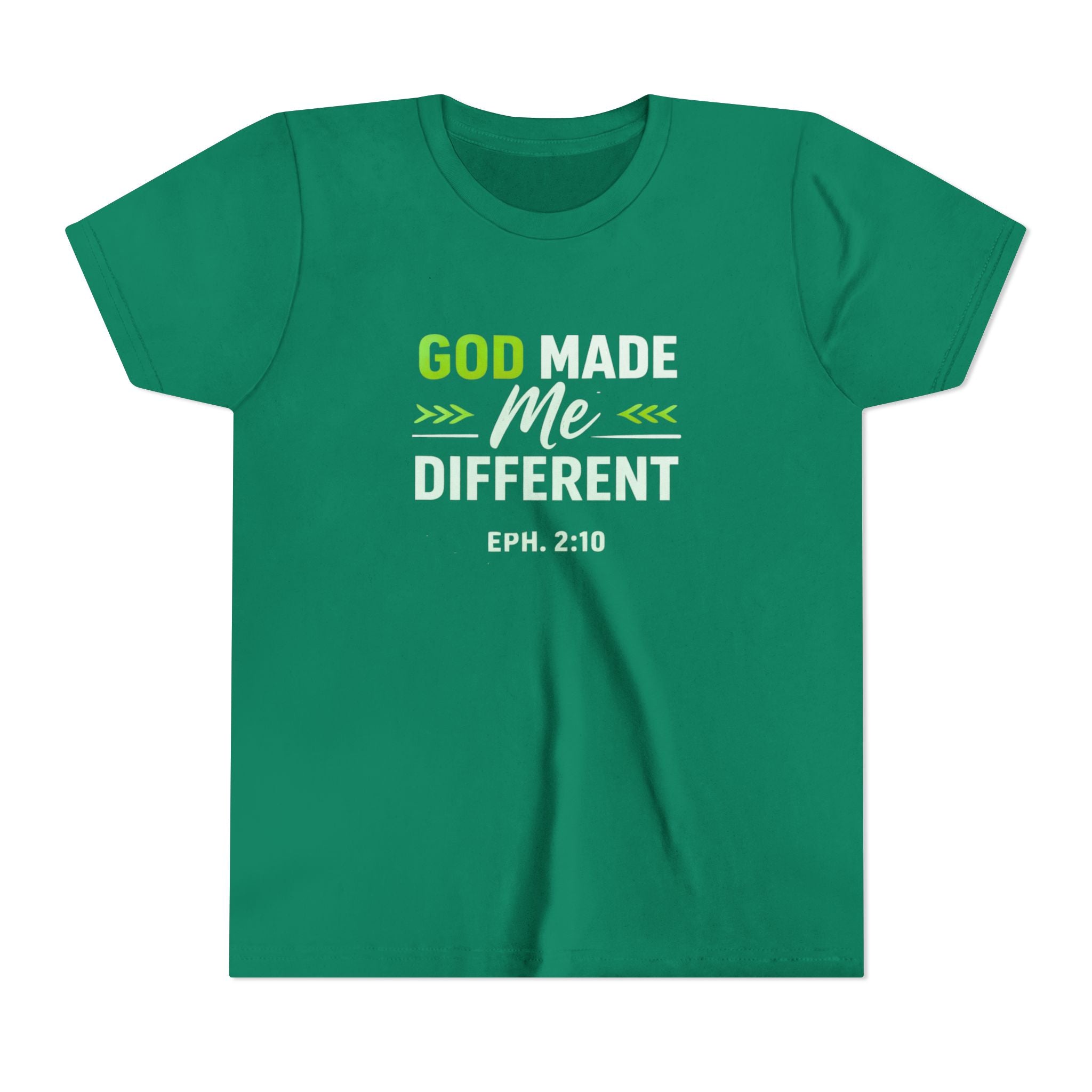 Boys Youth Tee - "God Made Me Different" Christian Faith Kids Shirt (Eph. 2:10)