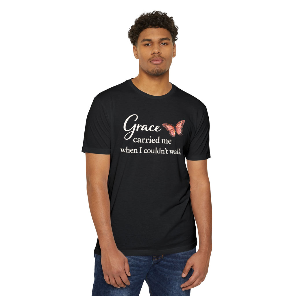 Grace Carried Me T-Shirt — Inspirational Butterfly Faith Tee
