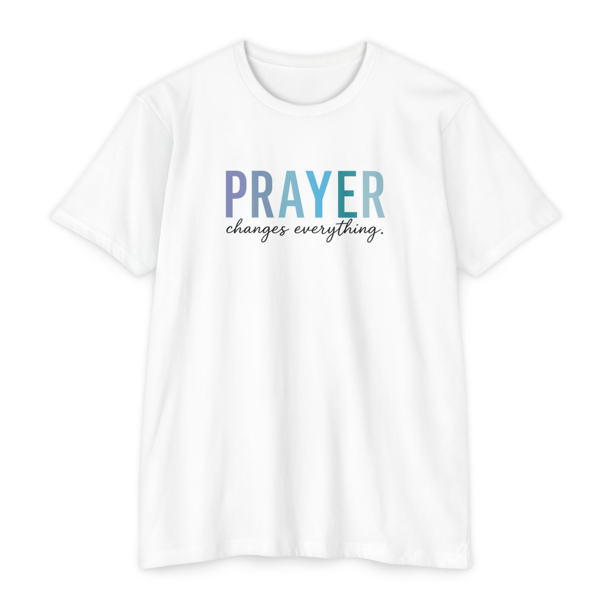 Womens Prayer Graphic T-Shirt — Colorful Typographic Faith Tee