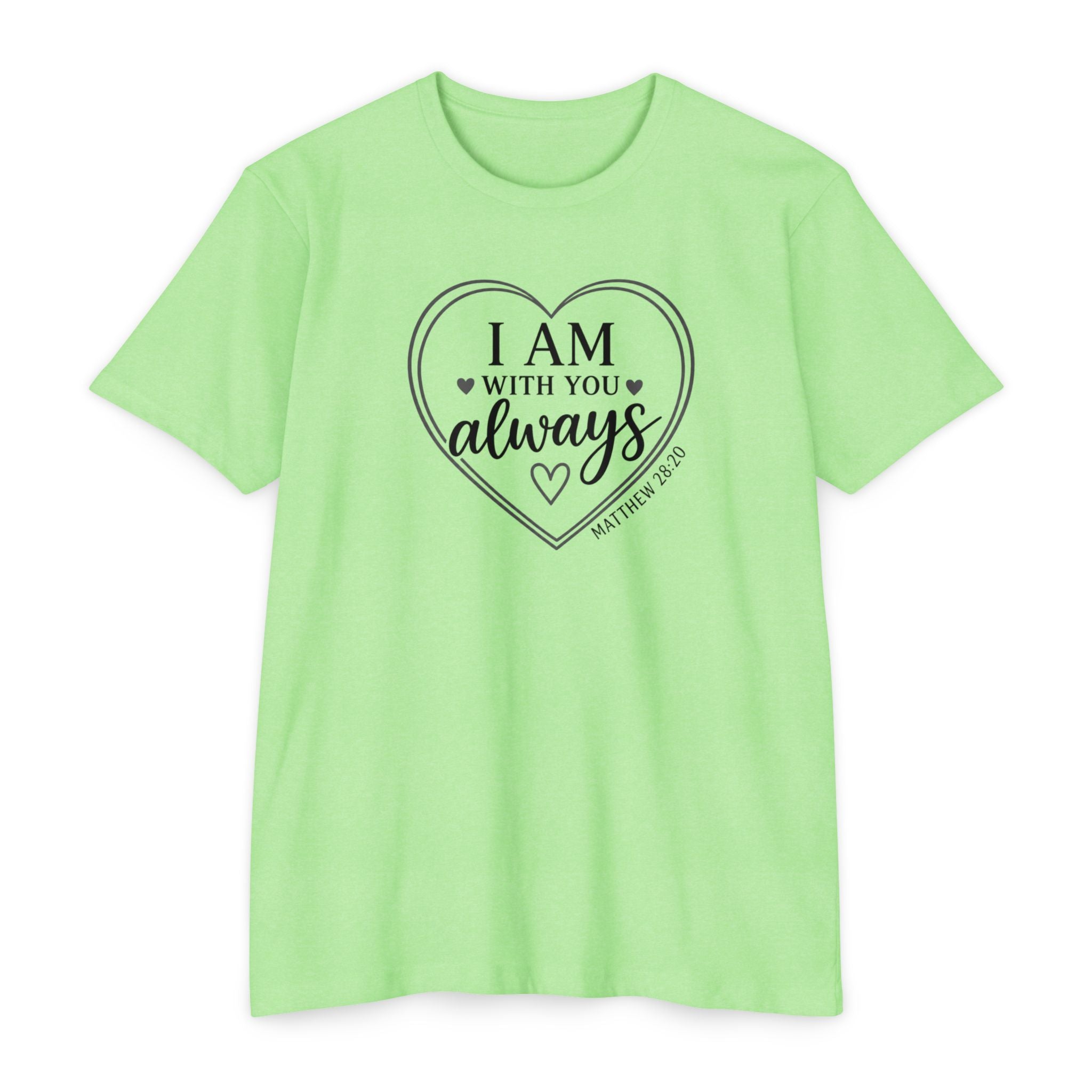 Womens I Am With You Always T-Shirt | Inspirational Script, Floral Accent