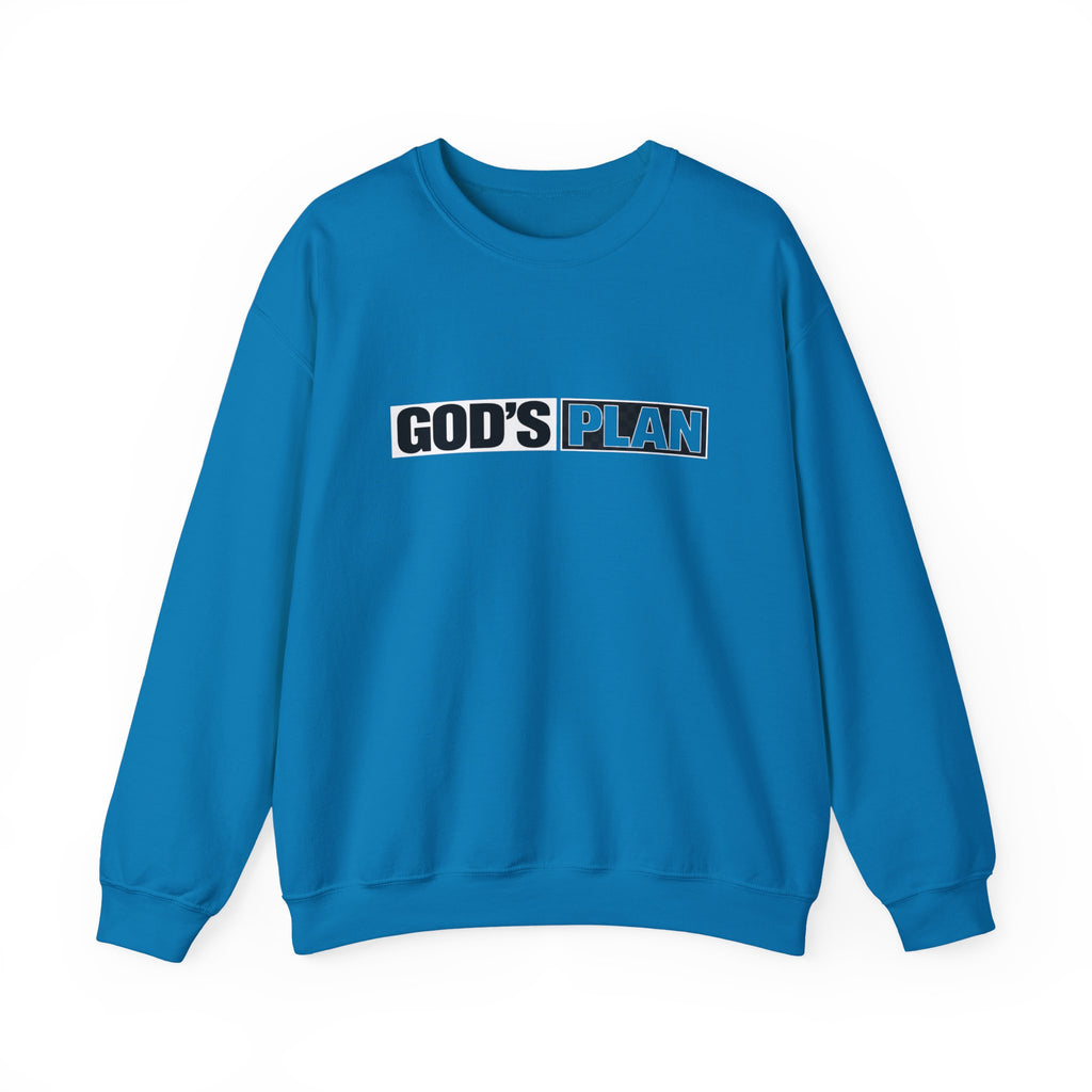 Crewneck Sweatshirt — "GOD'S PLAN" Bold Logo Faith Pullover