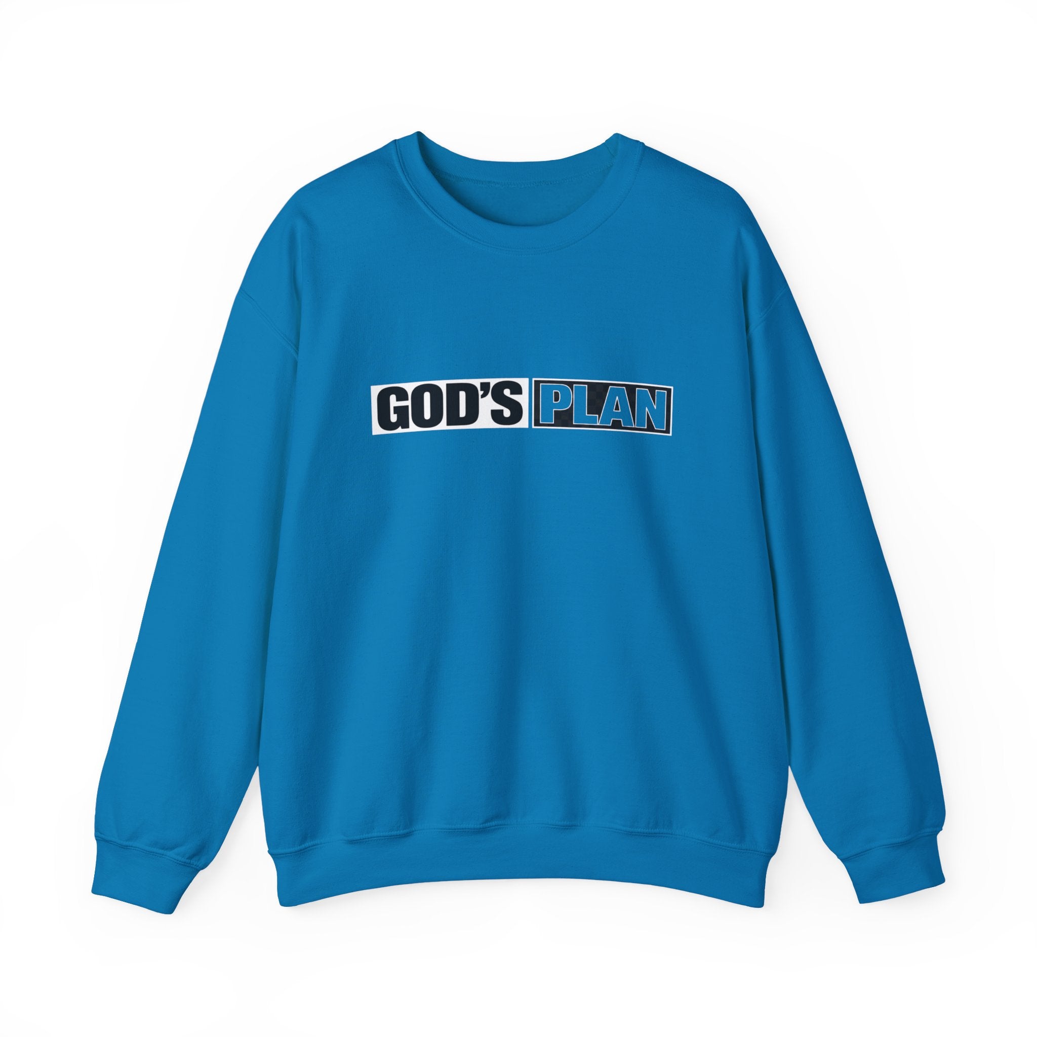 Crewneck Sweatshirt — "GOD'S PLAN" Bold Logo Faith Pullover