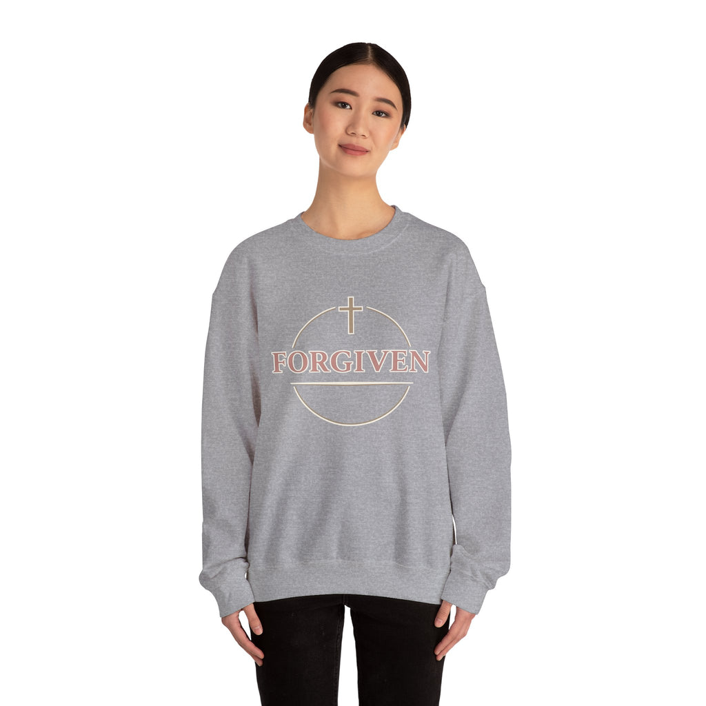 Womens Forgiven Crewneck Sweatshirt — Christian Faith Cross Pullover