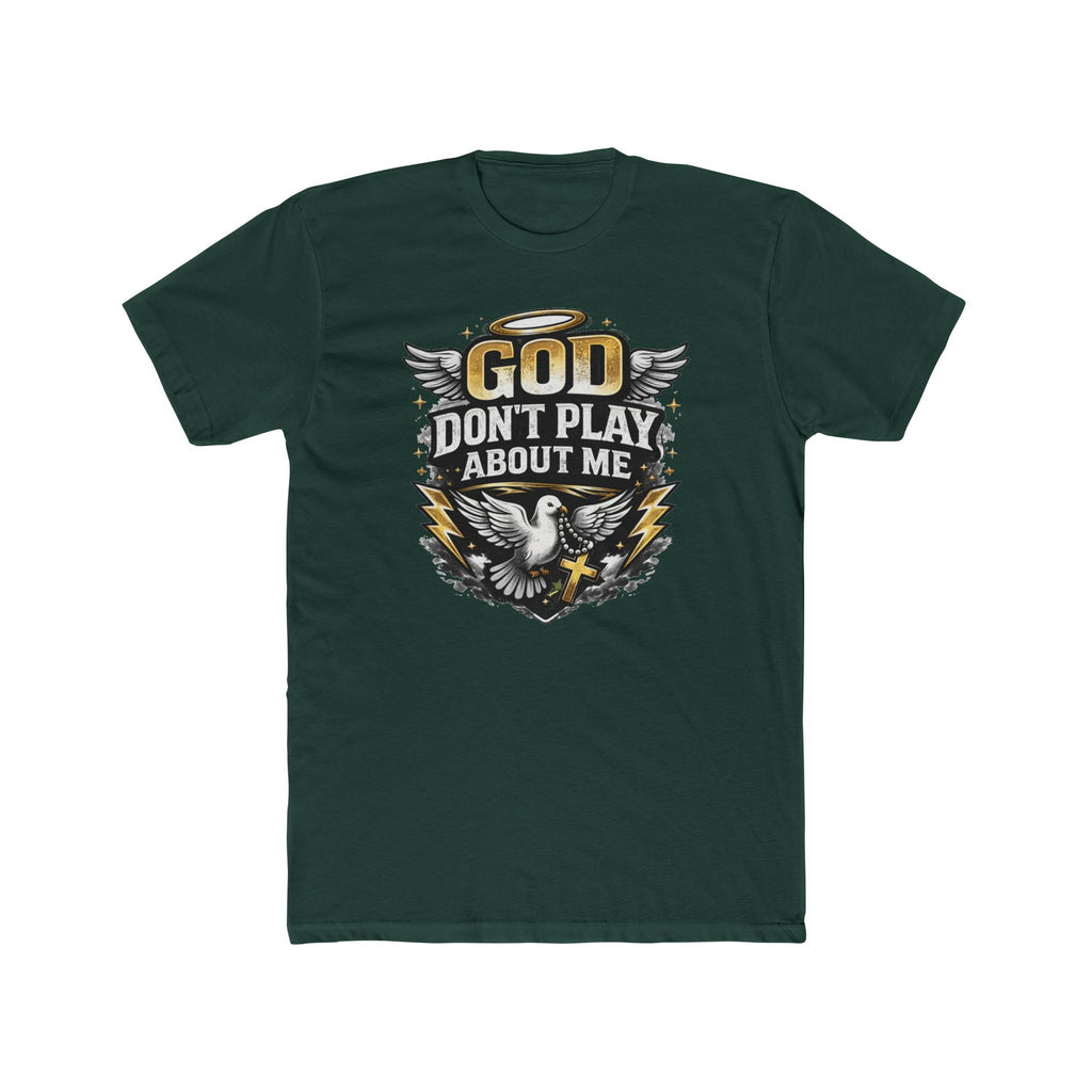 God Don't Play About Me T-Shirt | Dove, Cross & Lightning Christian Tee