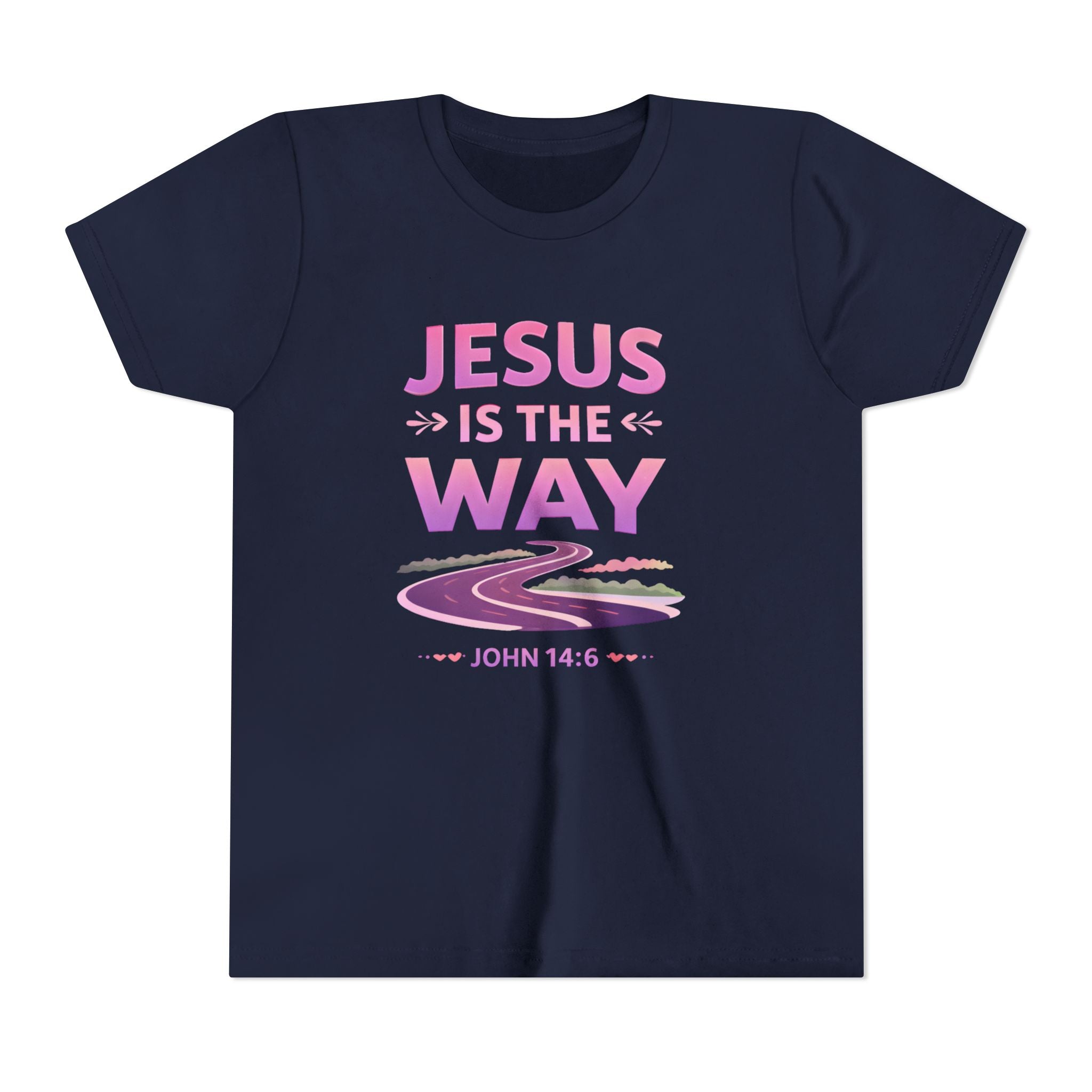 Girls Youth Tee — "Jesus Is The Way" Christian Kids T-Shirt (John 14:6)