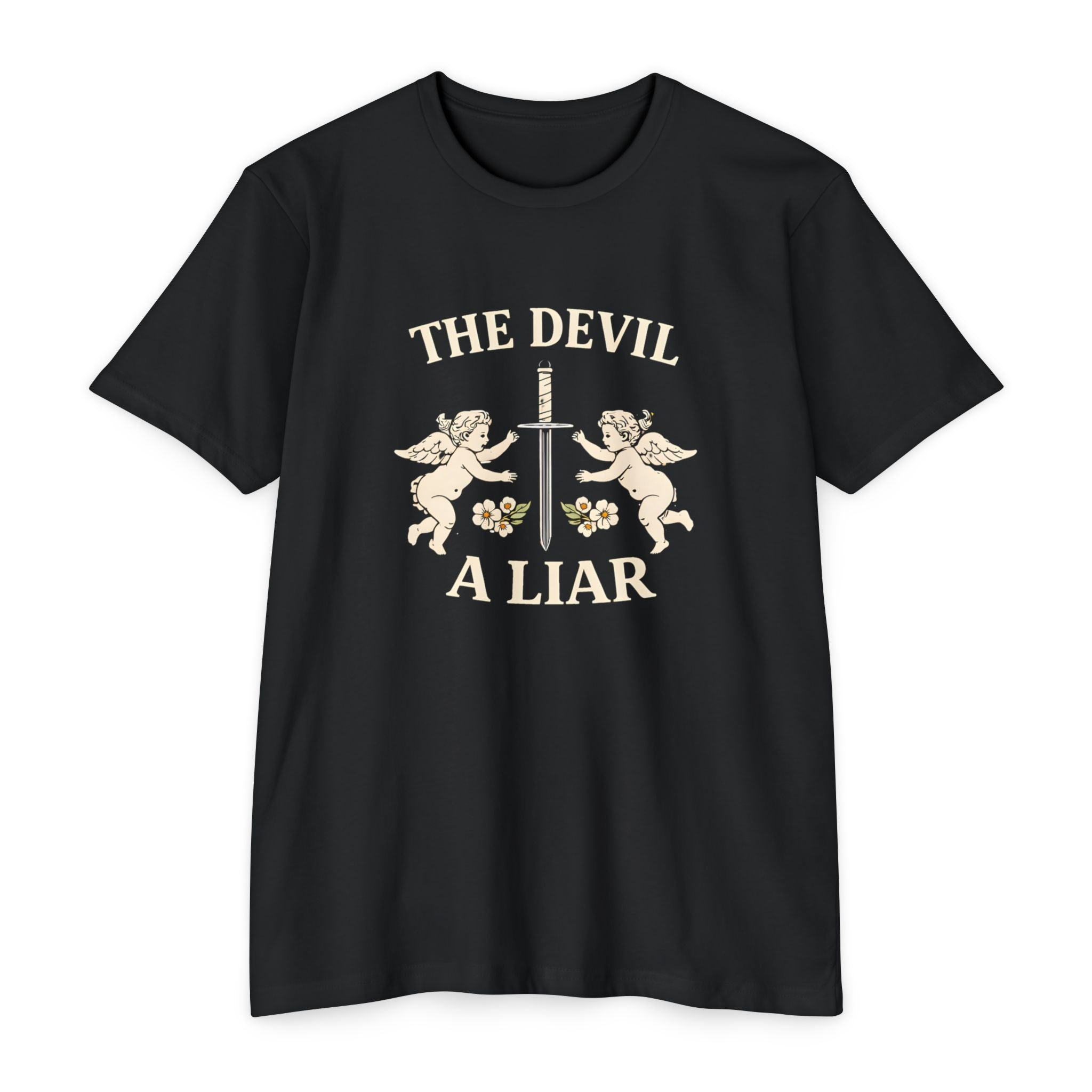 The Devil A Liar T-Shirt — Vintage Angel Sword Graphic Tee