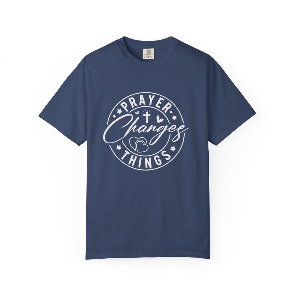 Prayer Changes Lives T-Shirt — Subtle Embossed Faith Graphic