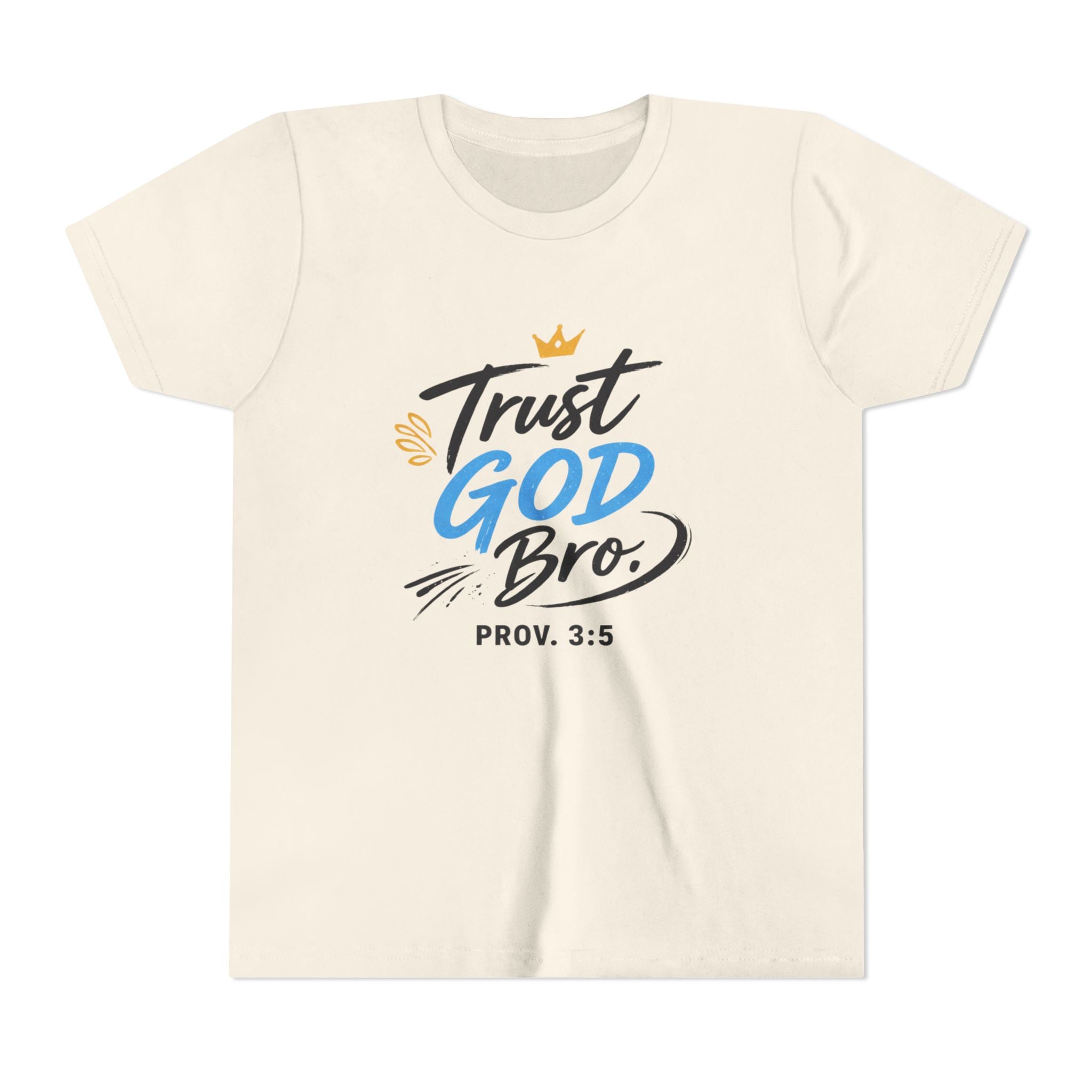 Boys Trust God Bro Youth Tee – Prov. 3:5 Faith Graphic Shirt