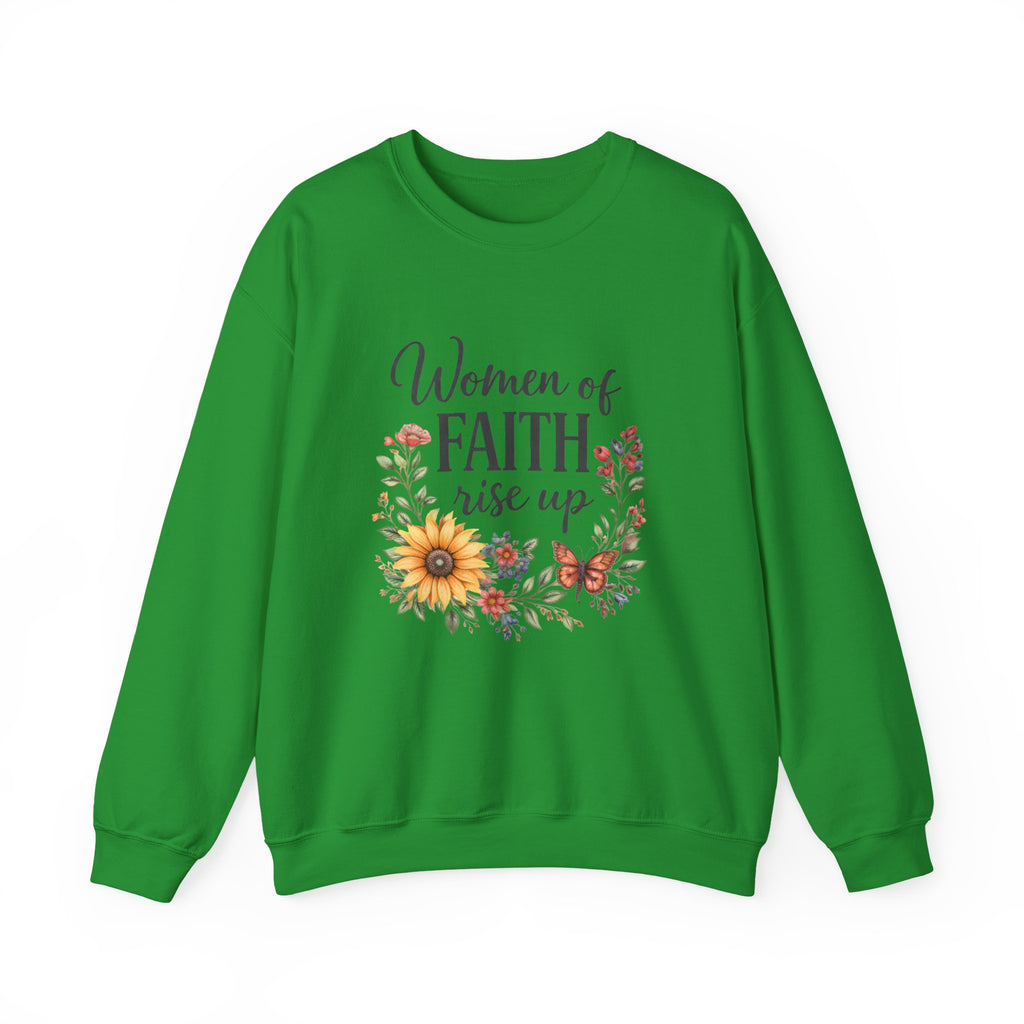 Women of Faith Rise Up Sweatshirt — Floral Christian Crewneck