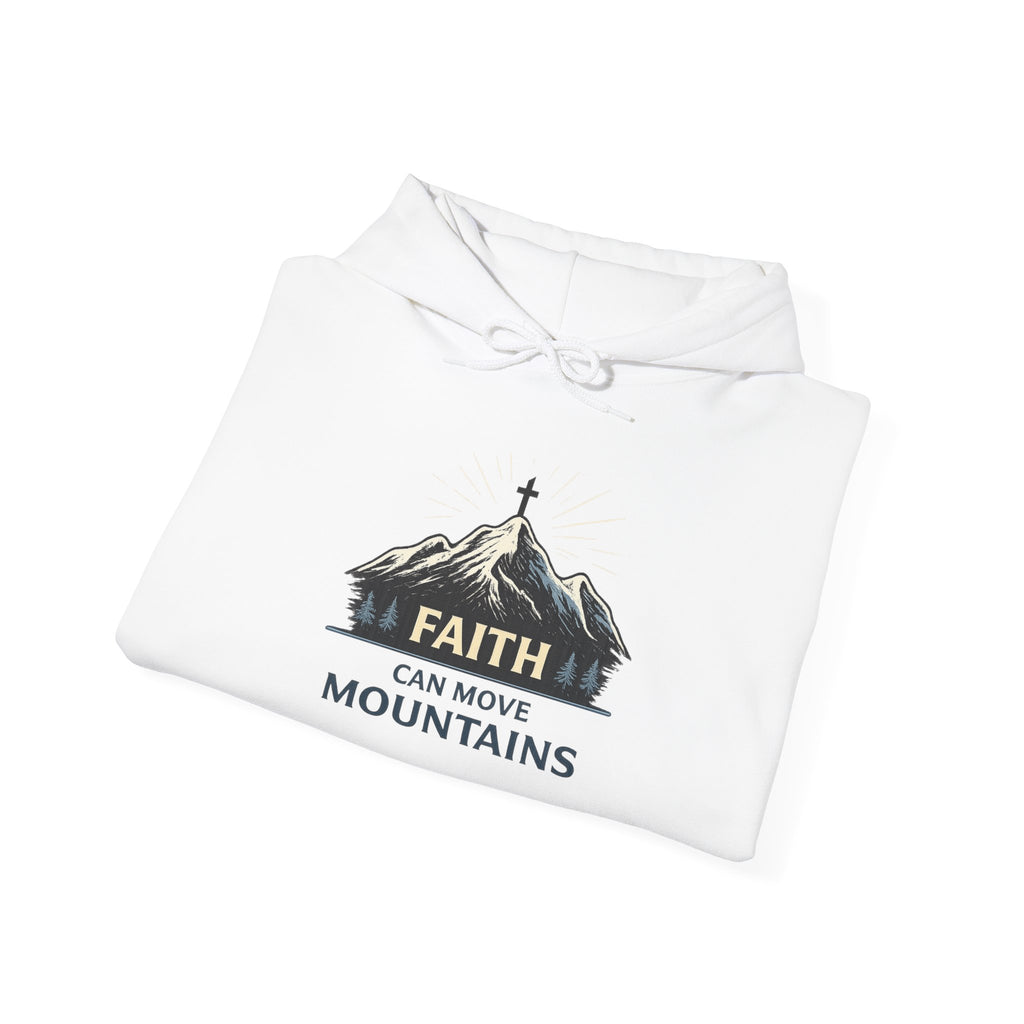 Womens Faith Can Move Mountains Hoodie — Christian Inspirational Mountain Graphic Hoodie