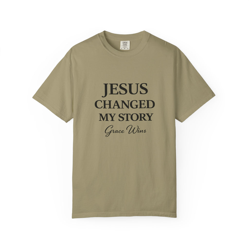 Christian T-Shirt — "Jesus Changed My Story" Inspirational Graphic Tee
