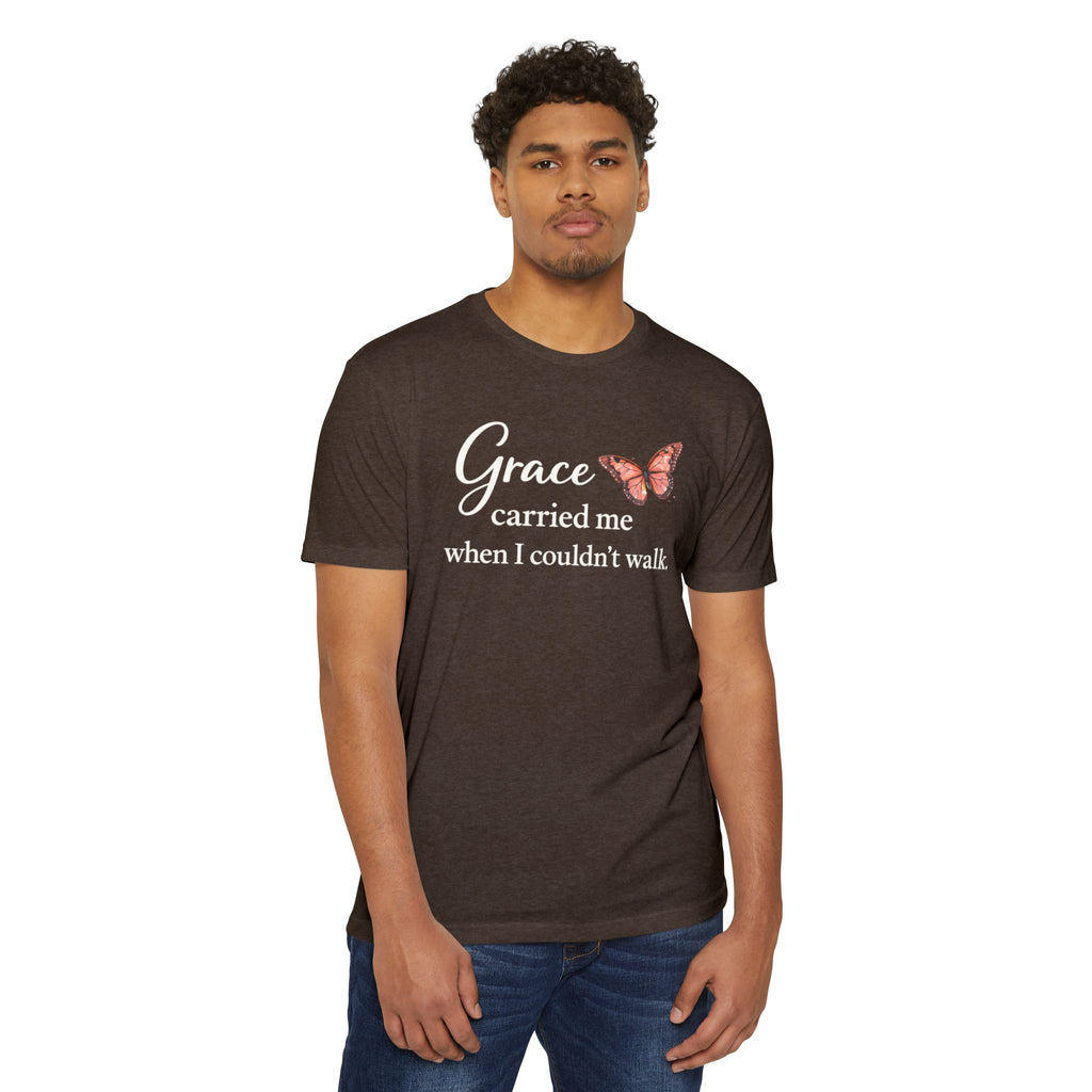 Grace Carried Me T-Shirt — Inspirational Butterfly Faith Tee