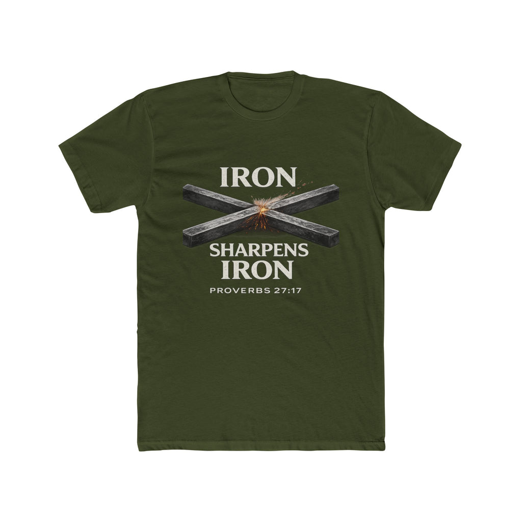 Iron Sharpens Iron T‑Shirt — Proverbs 27:17 Christian Tee