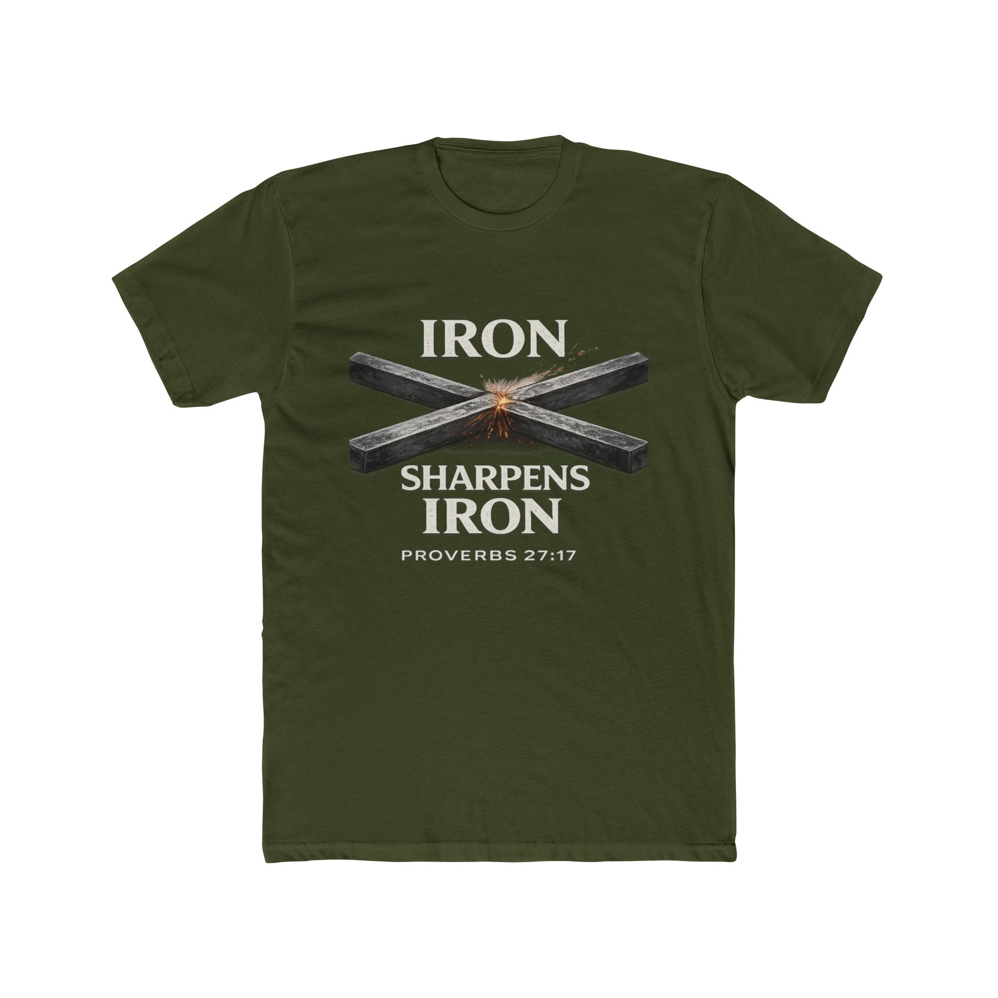 Iron Sharpens Iron T‑Shirt — Proverbs 27:17 Christian Tee
